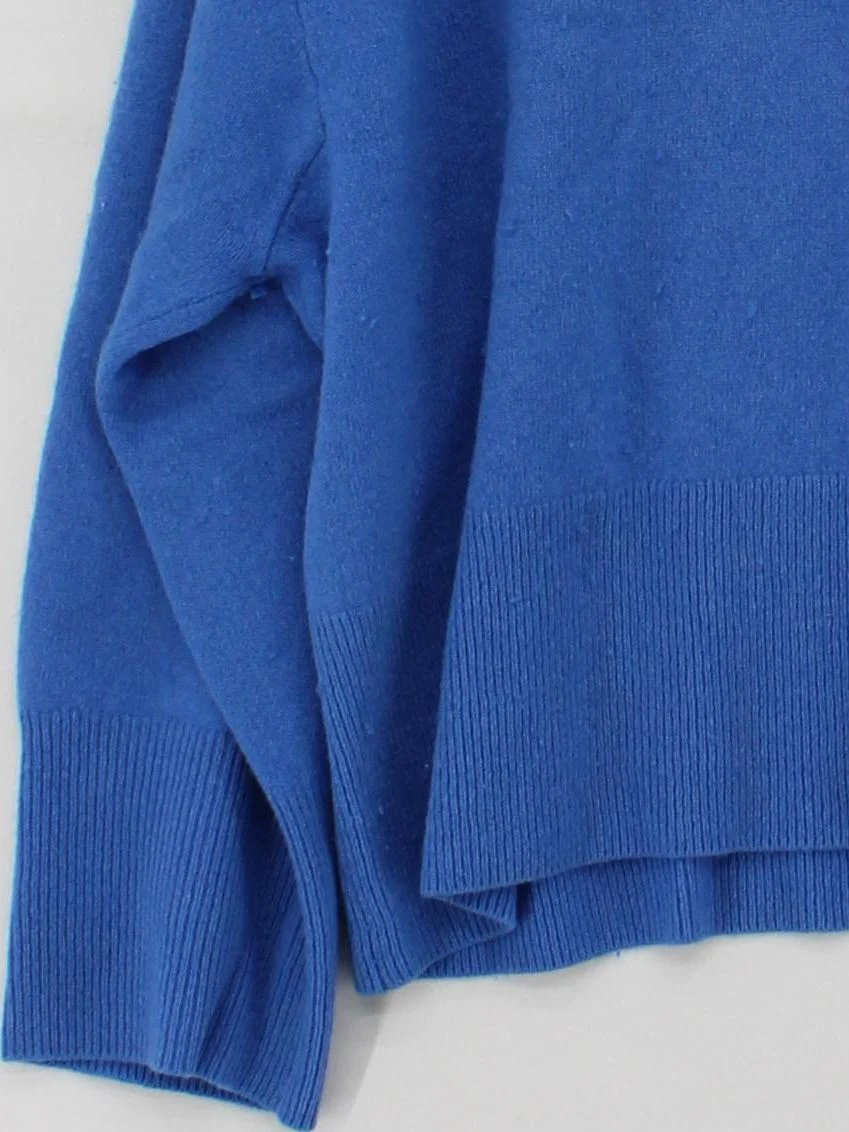 Whistles Women's Jumper L Blue Cashmere with Wool V-Neck Pullover - Image 4