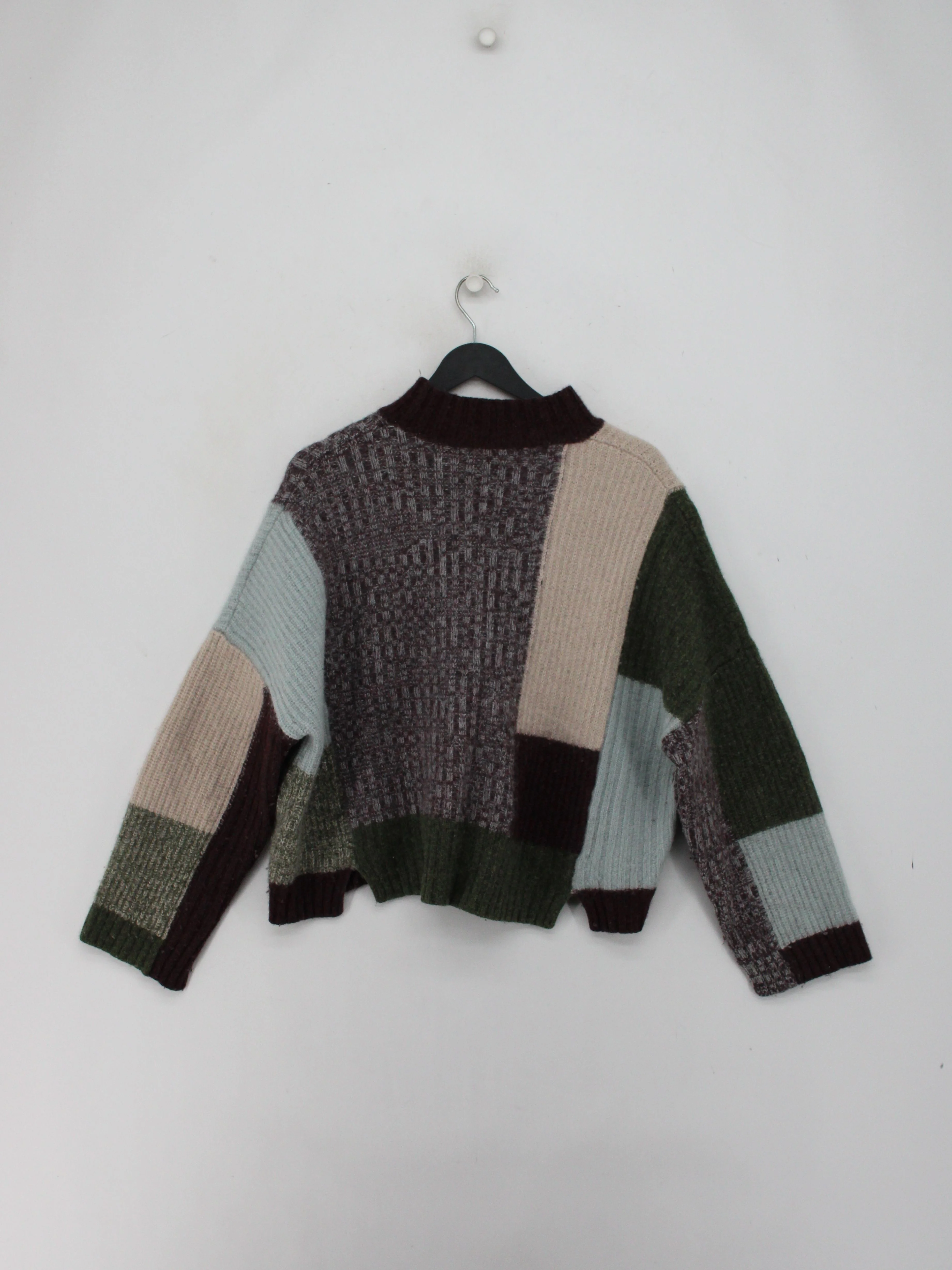 Whistles Women's Jumper L Brown Geometric Wool with Polyamide Mock Neck Pullover - Image 2