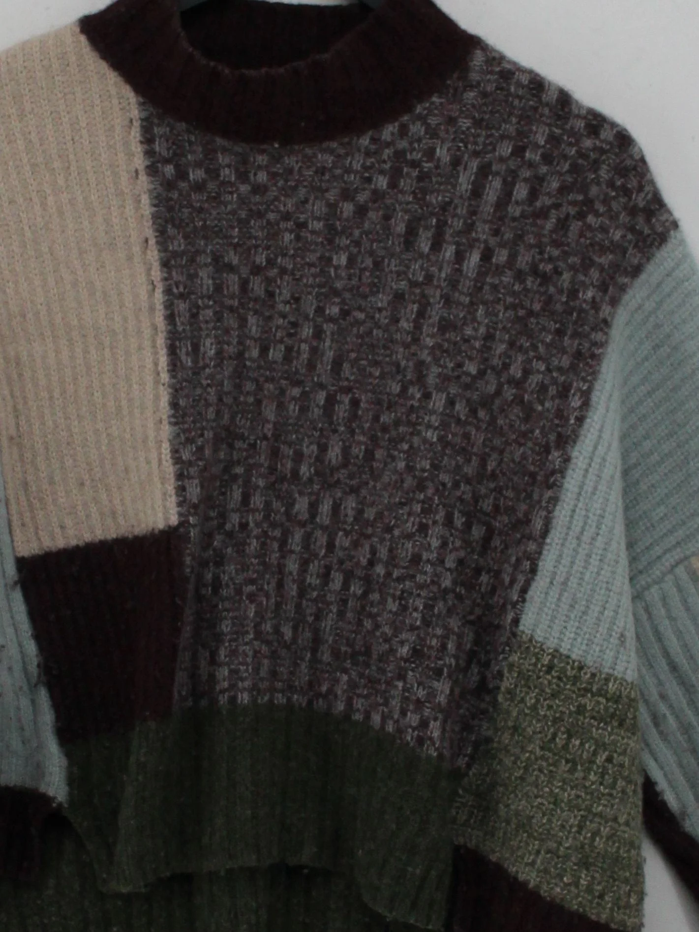 Whistles Women's Jumper L Brown Geometric Wool with Polyamide Mock Neck Pullover - Image 3