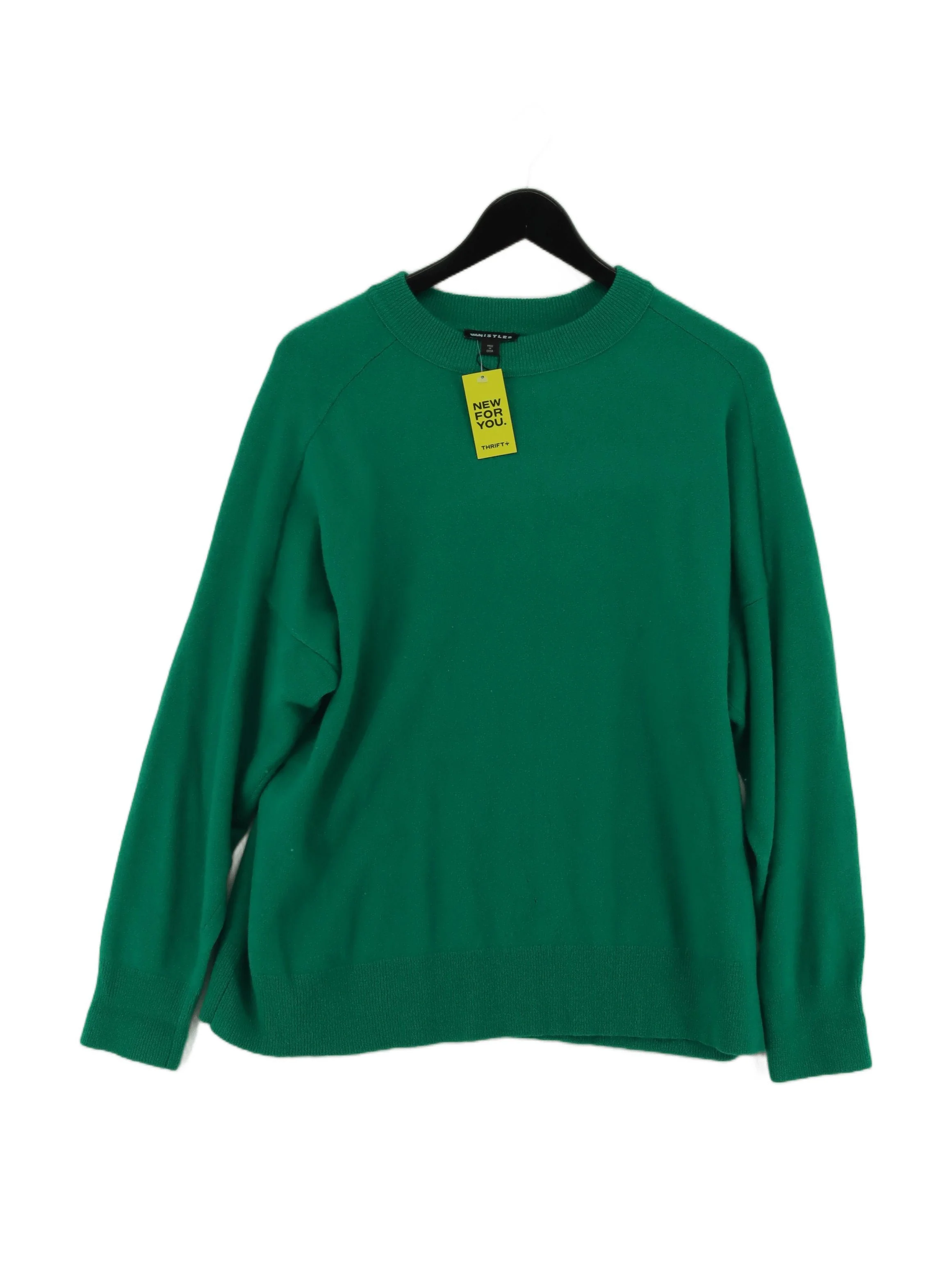 Whistles Women's Jumper L Green 100% Wool Crew Neck Pullover