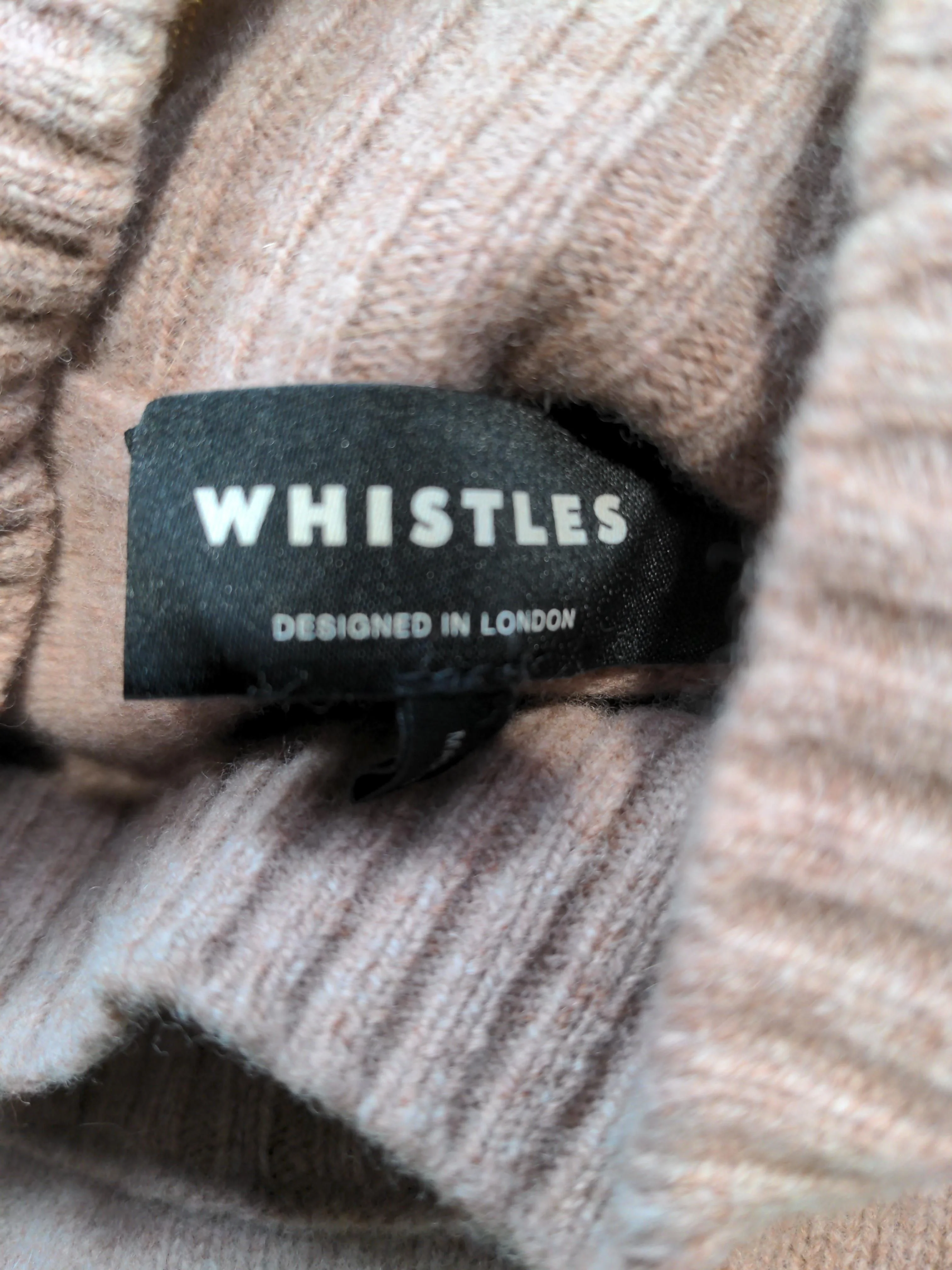 Whistles Women's Jumper L Tan 100% Wool Roll Neck Pullover - Image 5