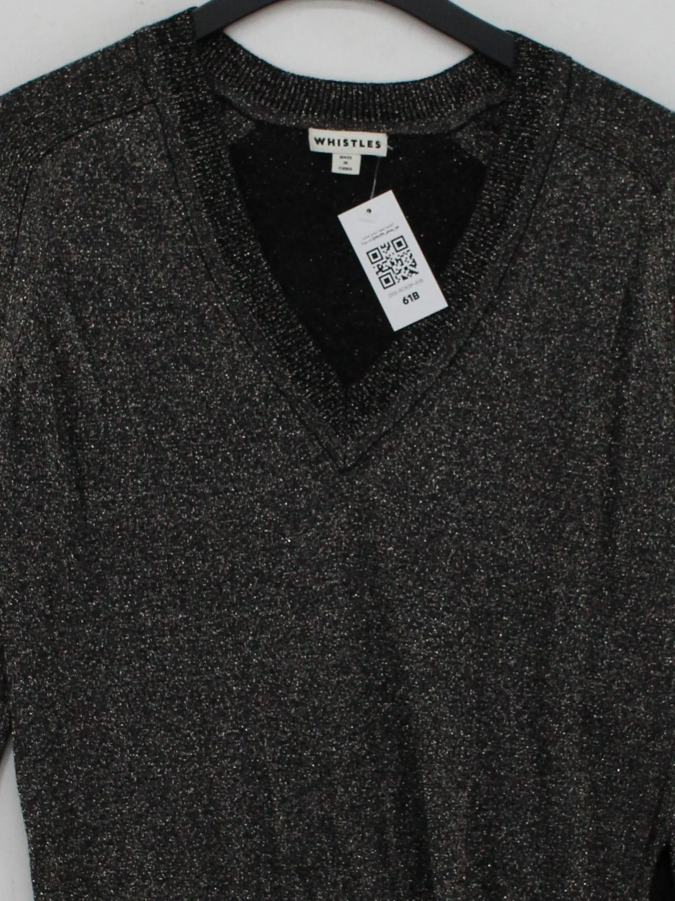 Whistles Women's Jumper M Grey Viscose with Polyester, Other V-Neck Pullover - Image 3