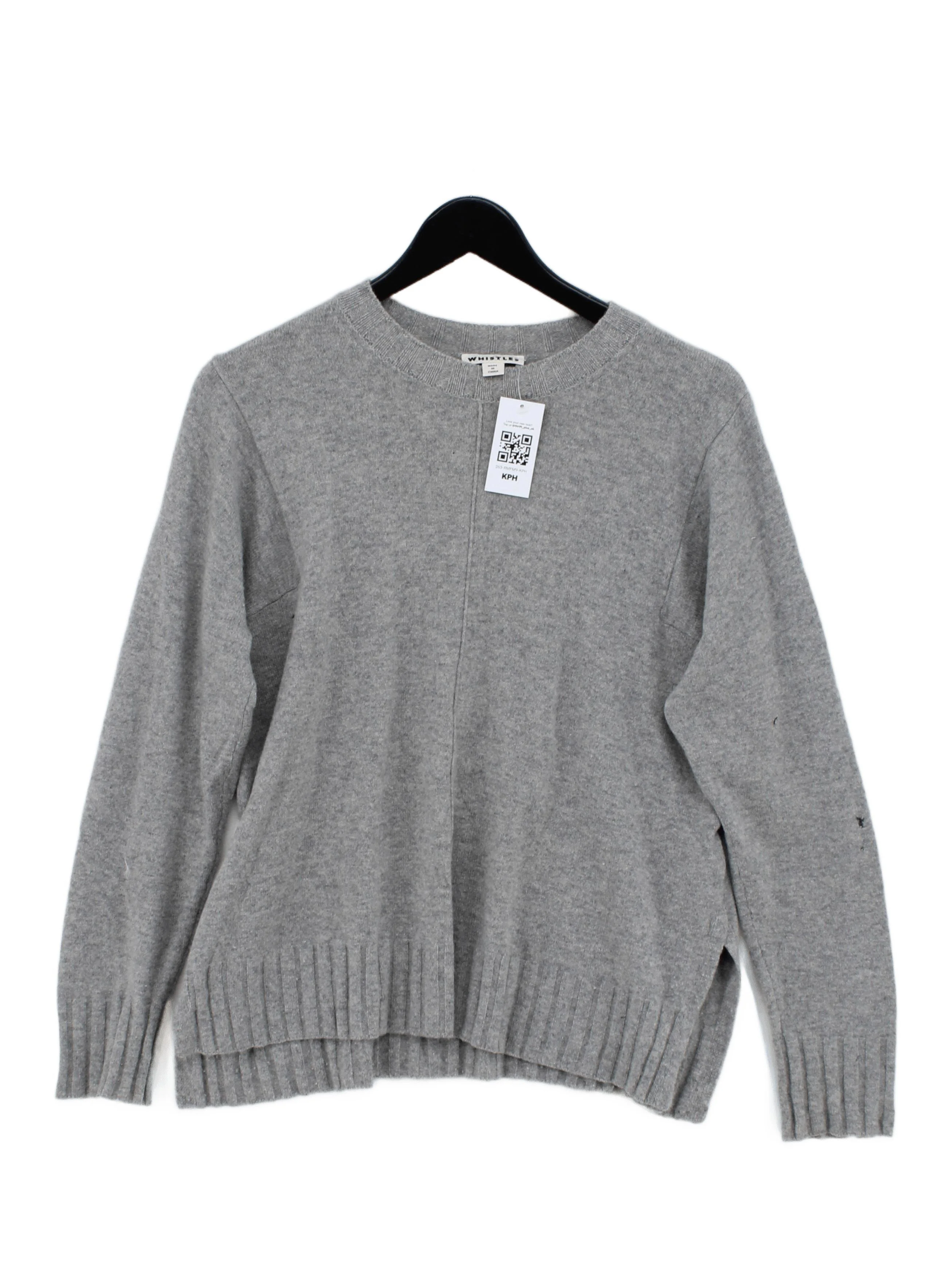 Whistles Women's Jumper S Grey 100% Cashmere Crew Neck Pullover