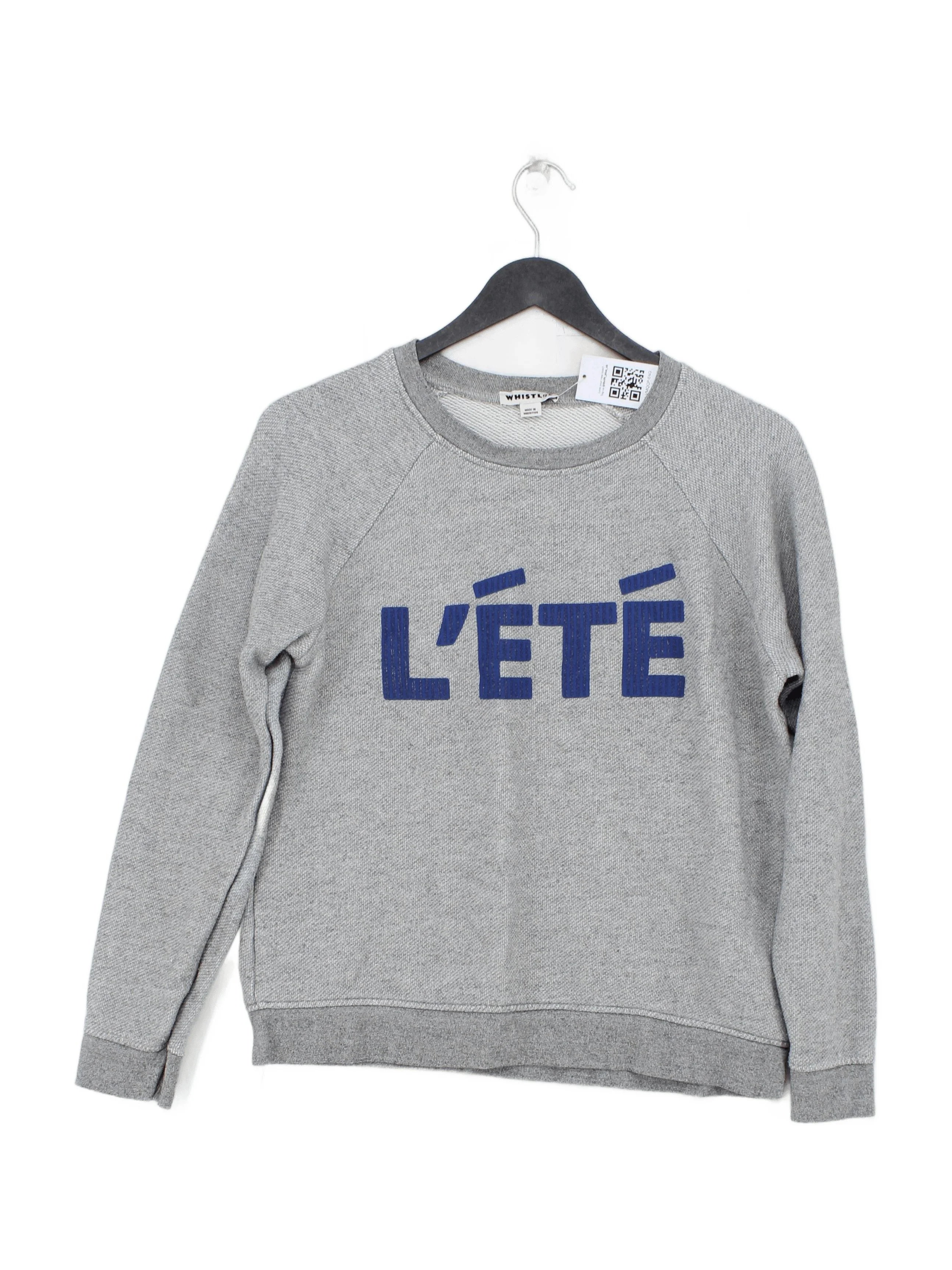 Whistles Women's Jumper S Grey Graphic Cotton with Polyester Crew Neck Pullover