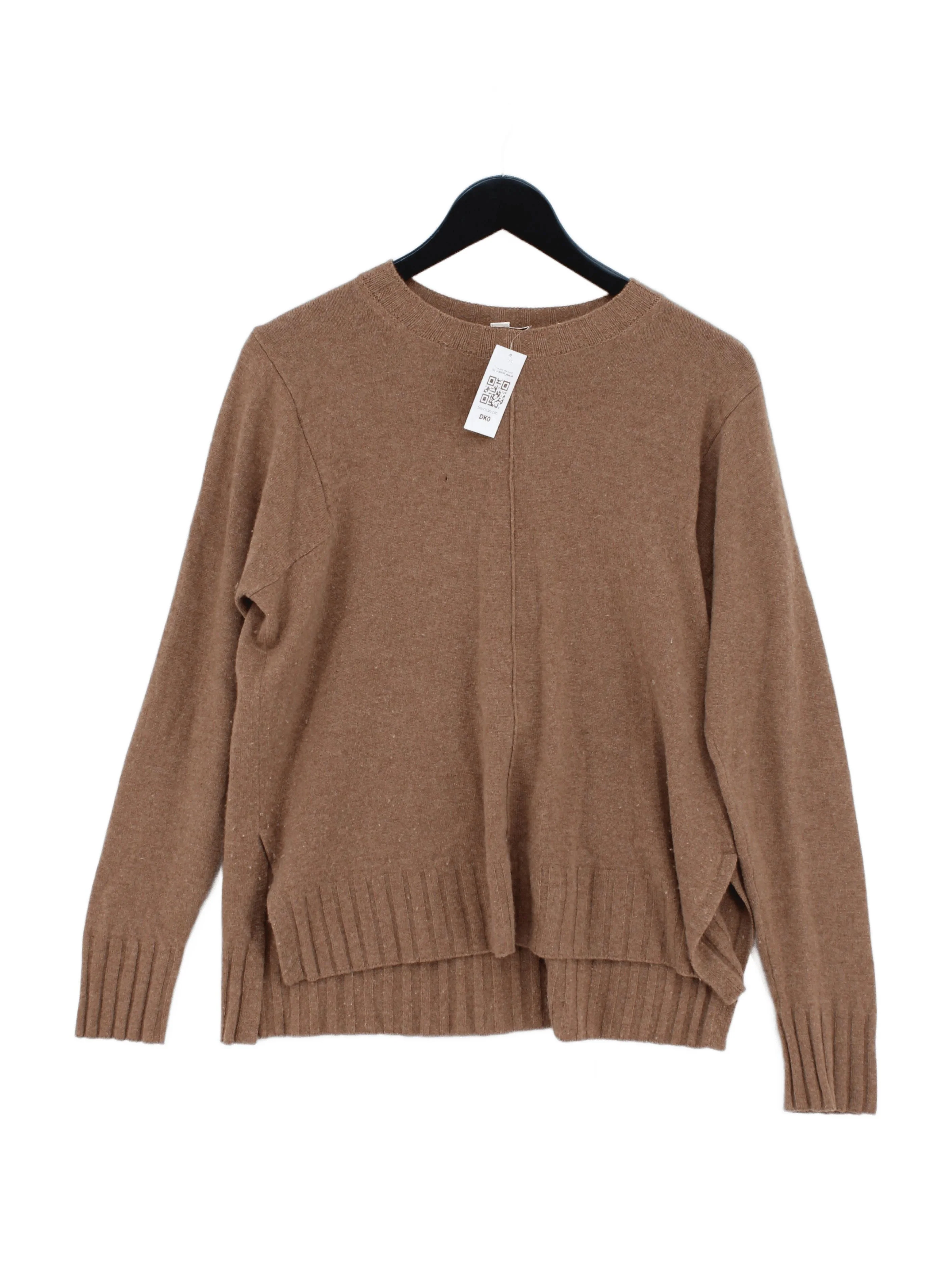 Whistles Women's Jumper S Tan 100% Cashmere Round Neck Pullover