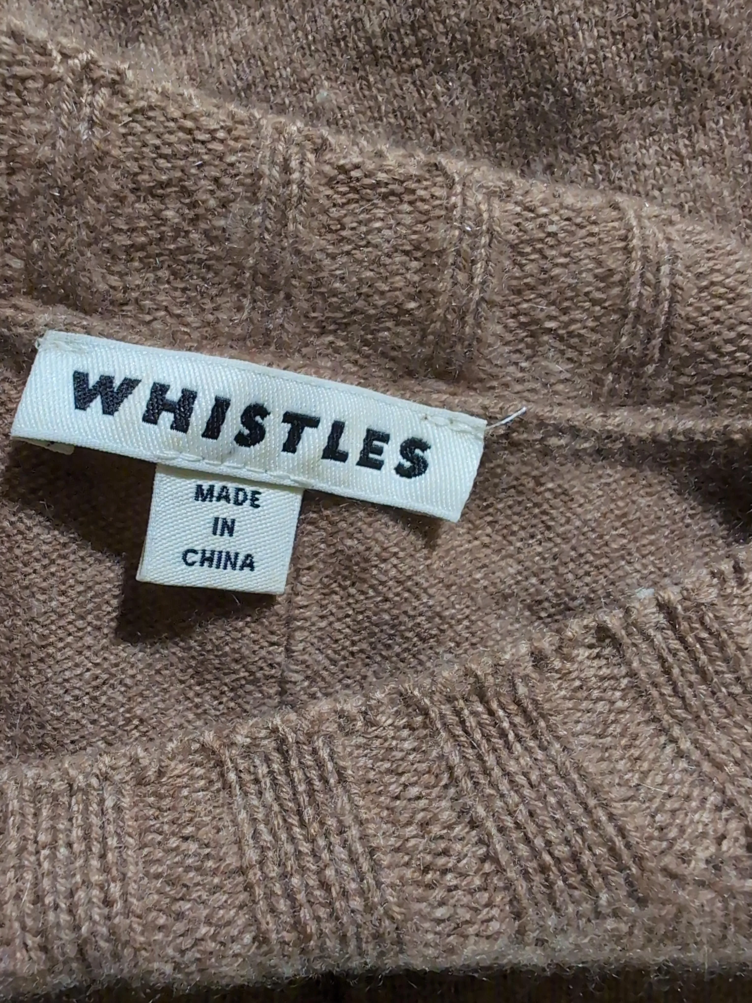 Whistles Women's Jumper S Tan 100% Cashmere Round Neck Pullover - Image 7