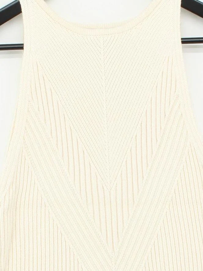 Whistles Women's Jumper UK 10 White Cotton with Polyamide V-Neck Vest - Image 3