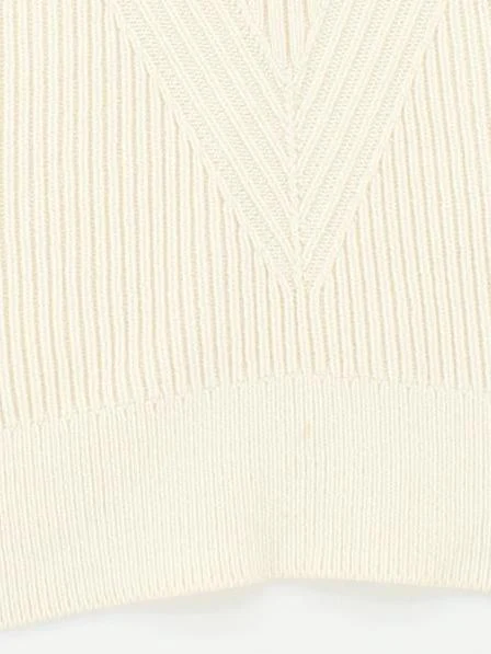Whistles Women's Jumper UK 10 White Cotton with Polyamide V-Neck Vest - Image 4
