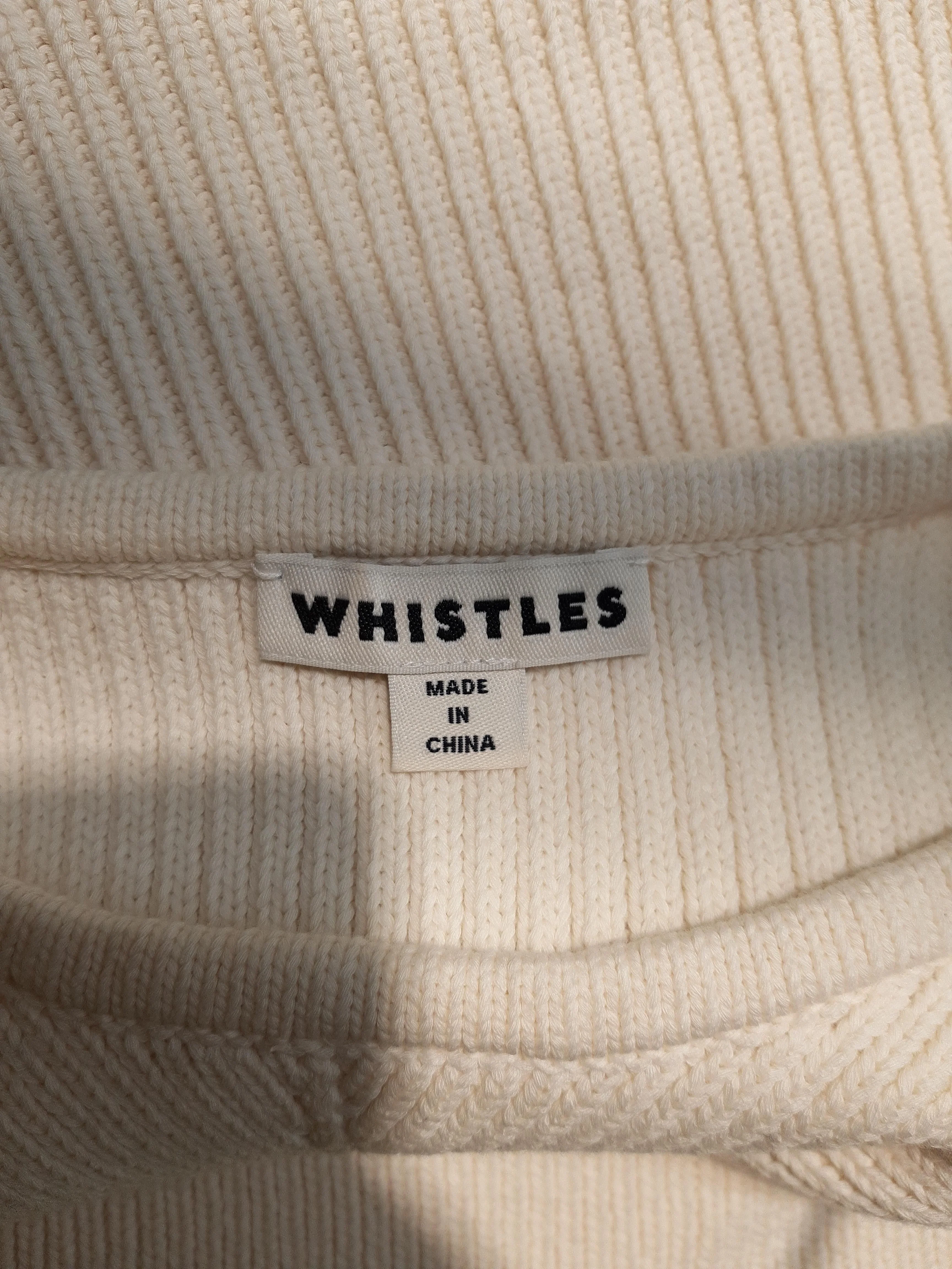 Whistles Women's Jumper UK 10 White Cotton with Polyamide V-Neck Vest - Image 6