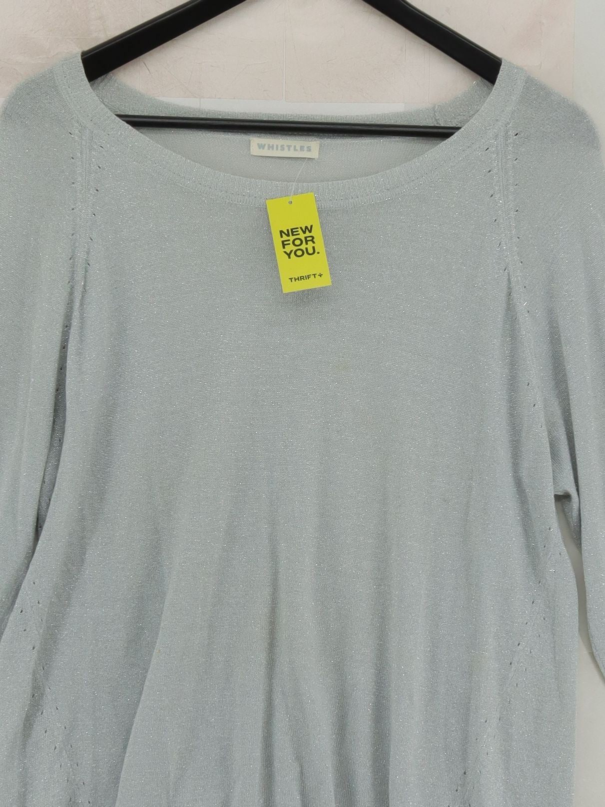 Whistles Women's Jumper UK 12 Silver Viscose with Polyamide Round Neck Pullover - Image 3