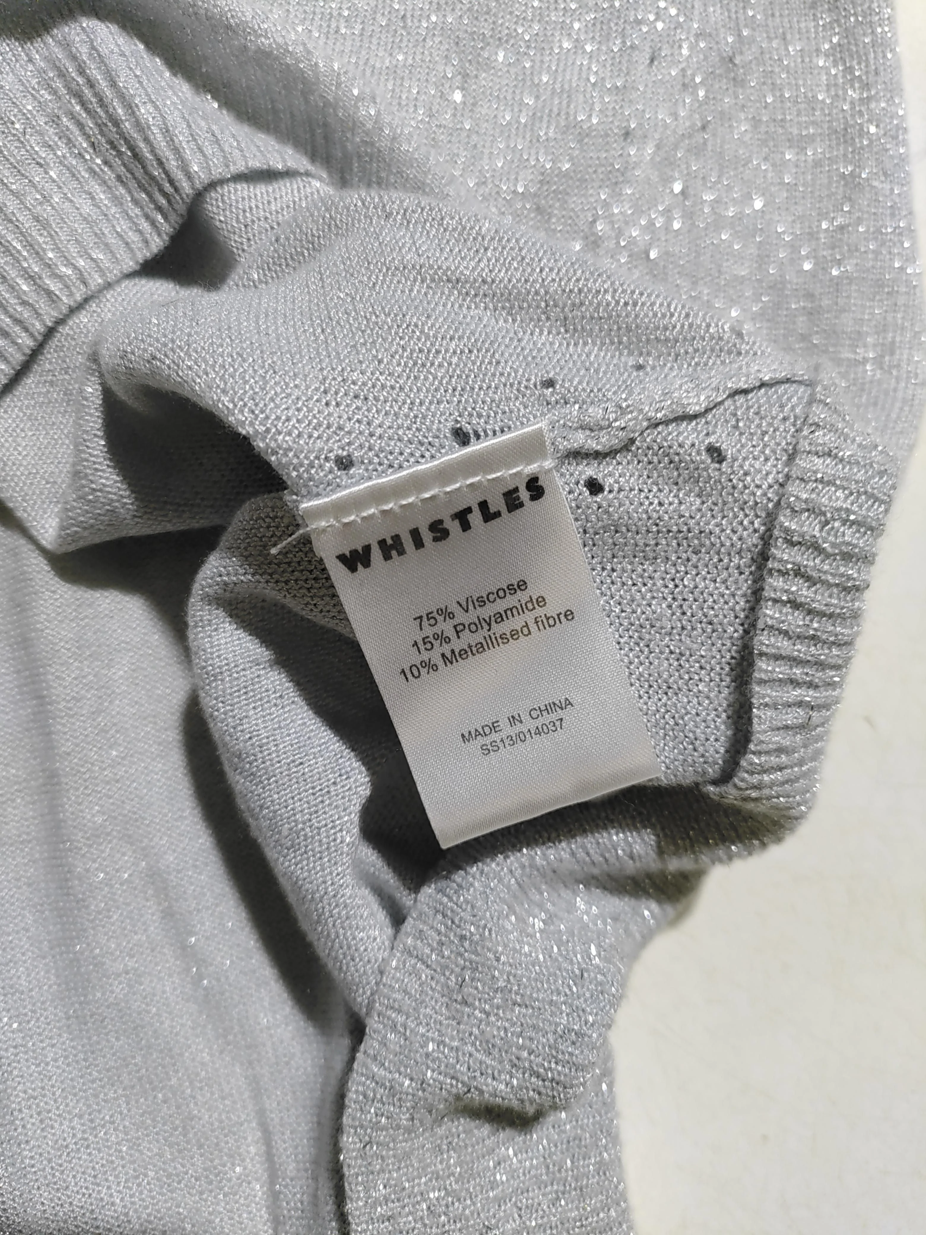 Whistles Women's Jumper UK 12 Silver Viscose with Polyamide Round Neck Pullover - Image 6