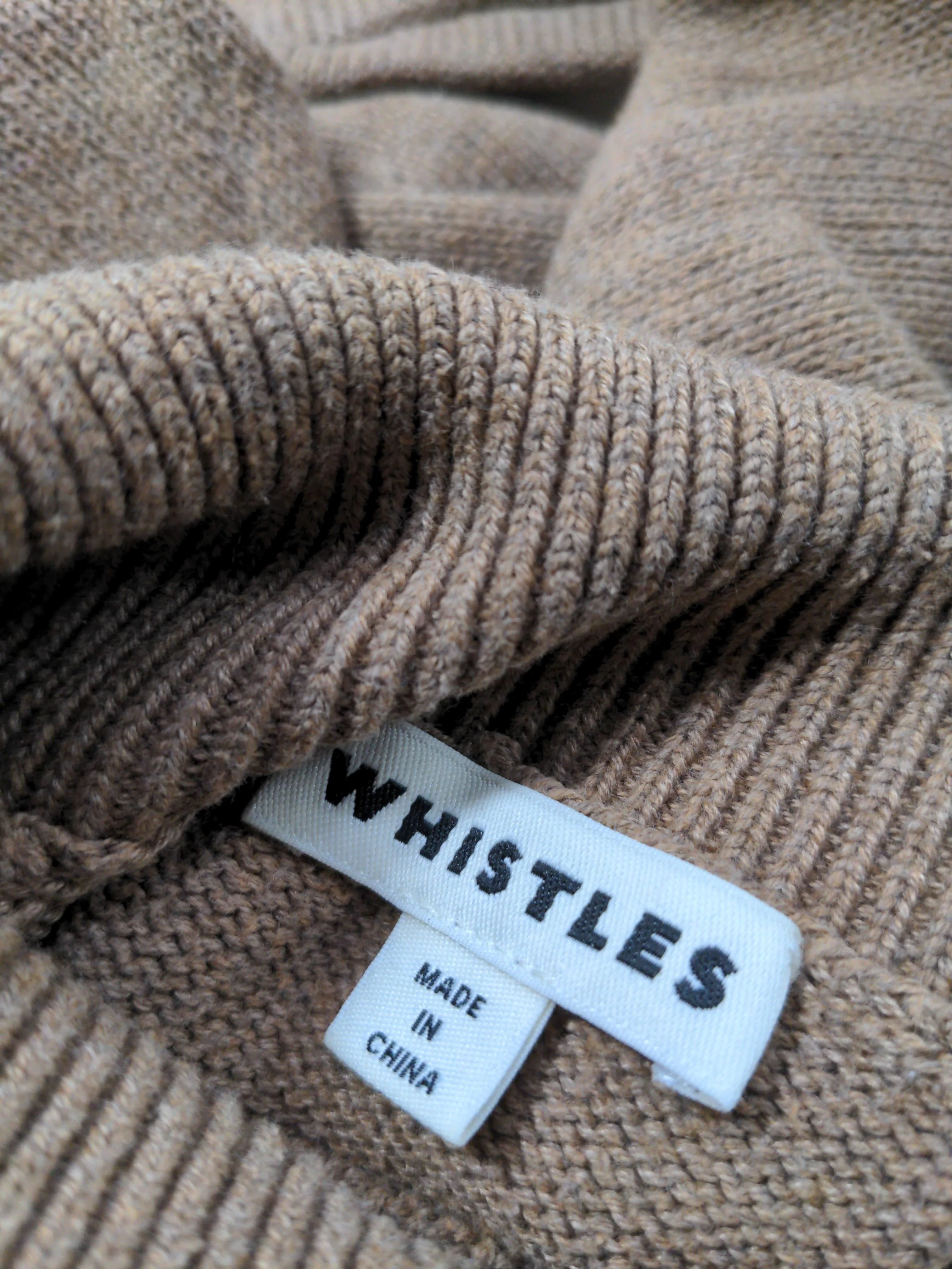 Whistles Women's Jumper UK 4 Brown Cotton with Polyester Roll Neck Pullover - Image 6
