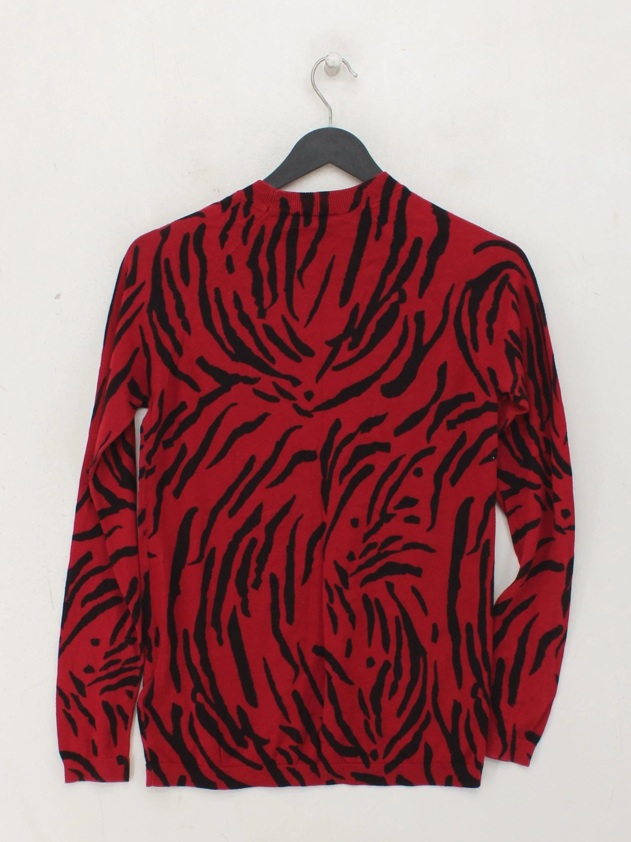Whistles Women's Jumper UK 8 Red Animal Print 100% Cotton Round Neck Pullover - Image 2