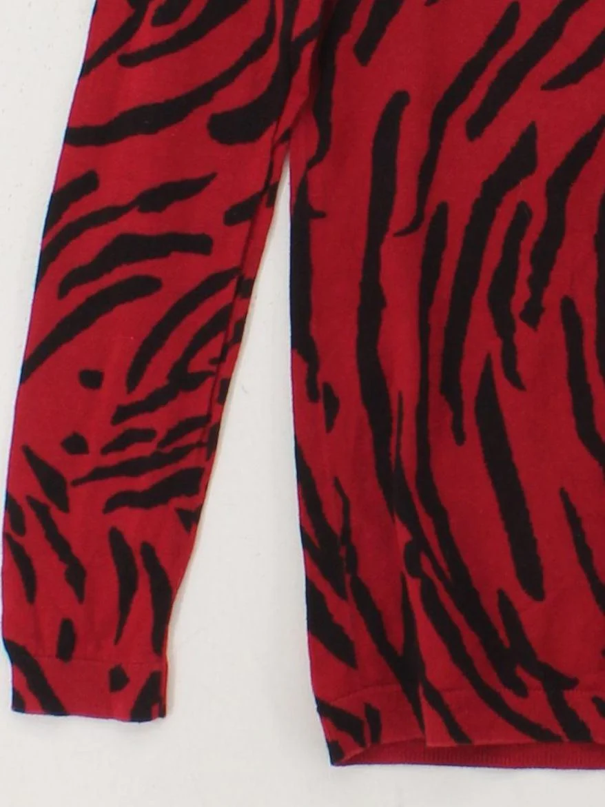 Whistles Women's Jumper UK 8 Red Animal Print 100% Cotton Round Neck Pullover - Image 4