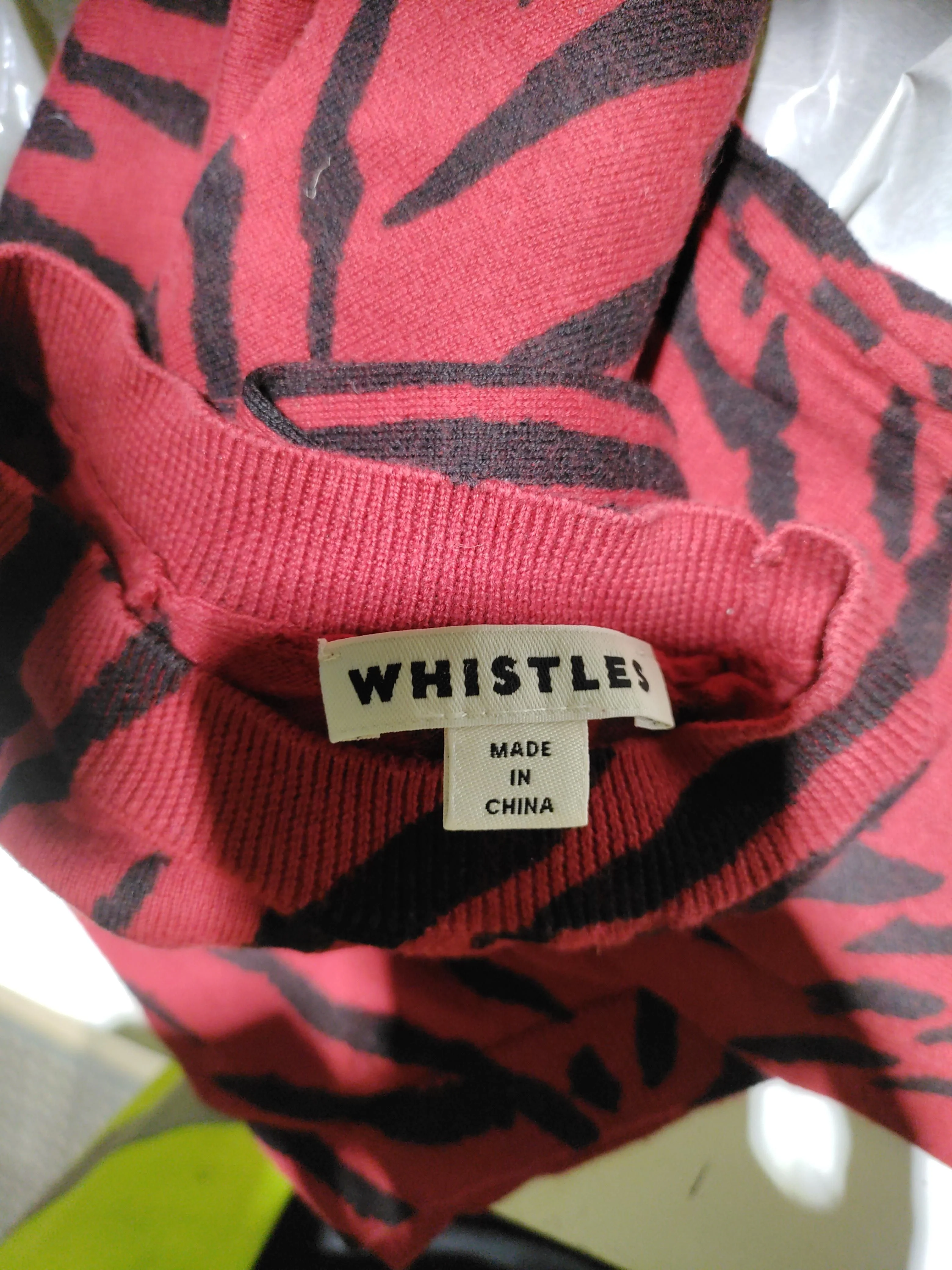 Whistles Women's Jumper UK 8 Red Animal Print 100% Cotton Round Neck Pullover - Image 6