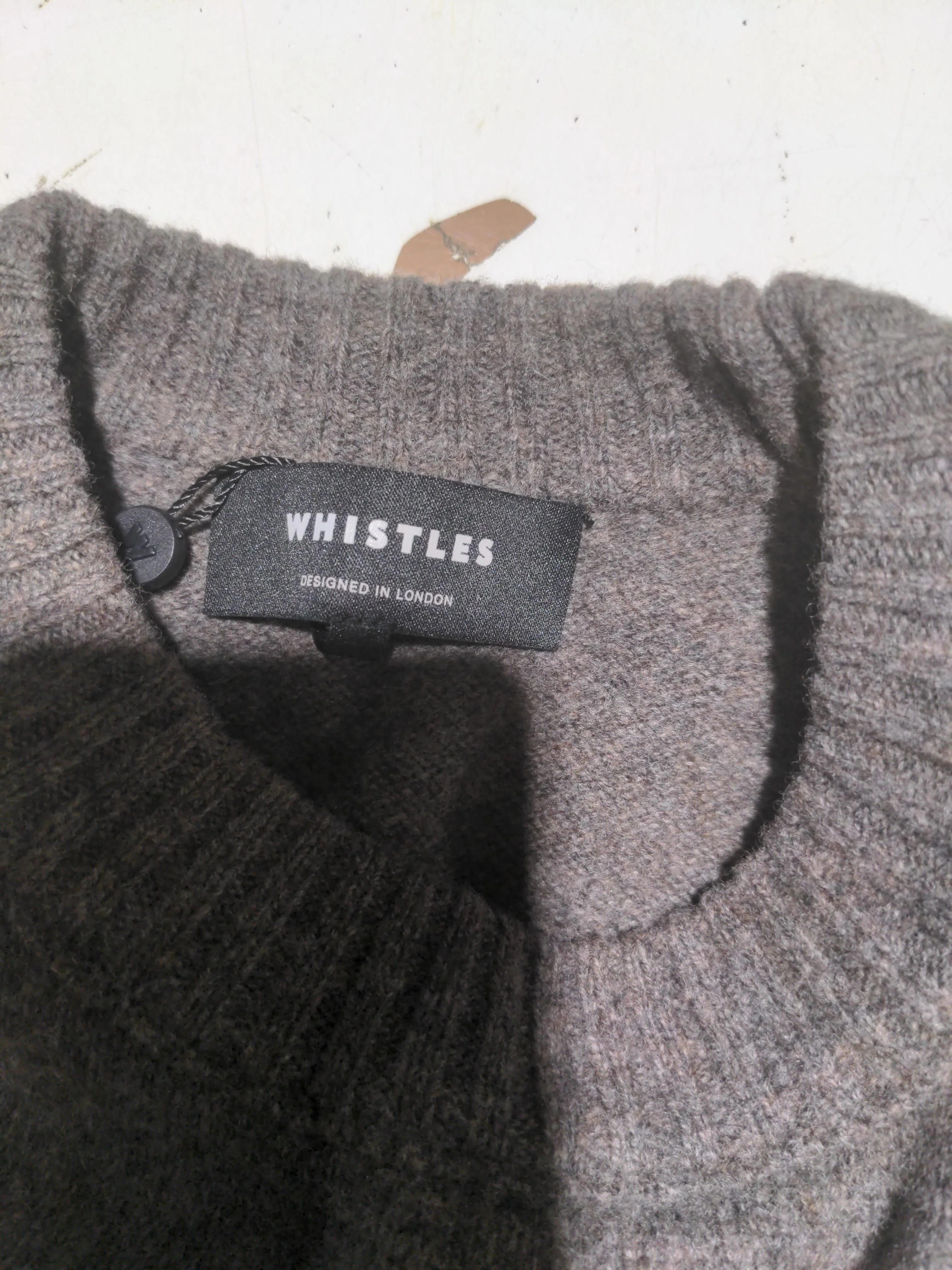 Whistles Women's Jumper XL Grey Striped 100% Wool Crew Neck Pullover - Image 5