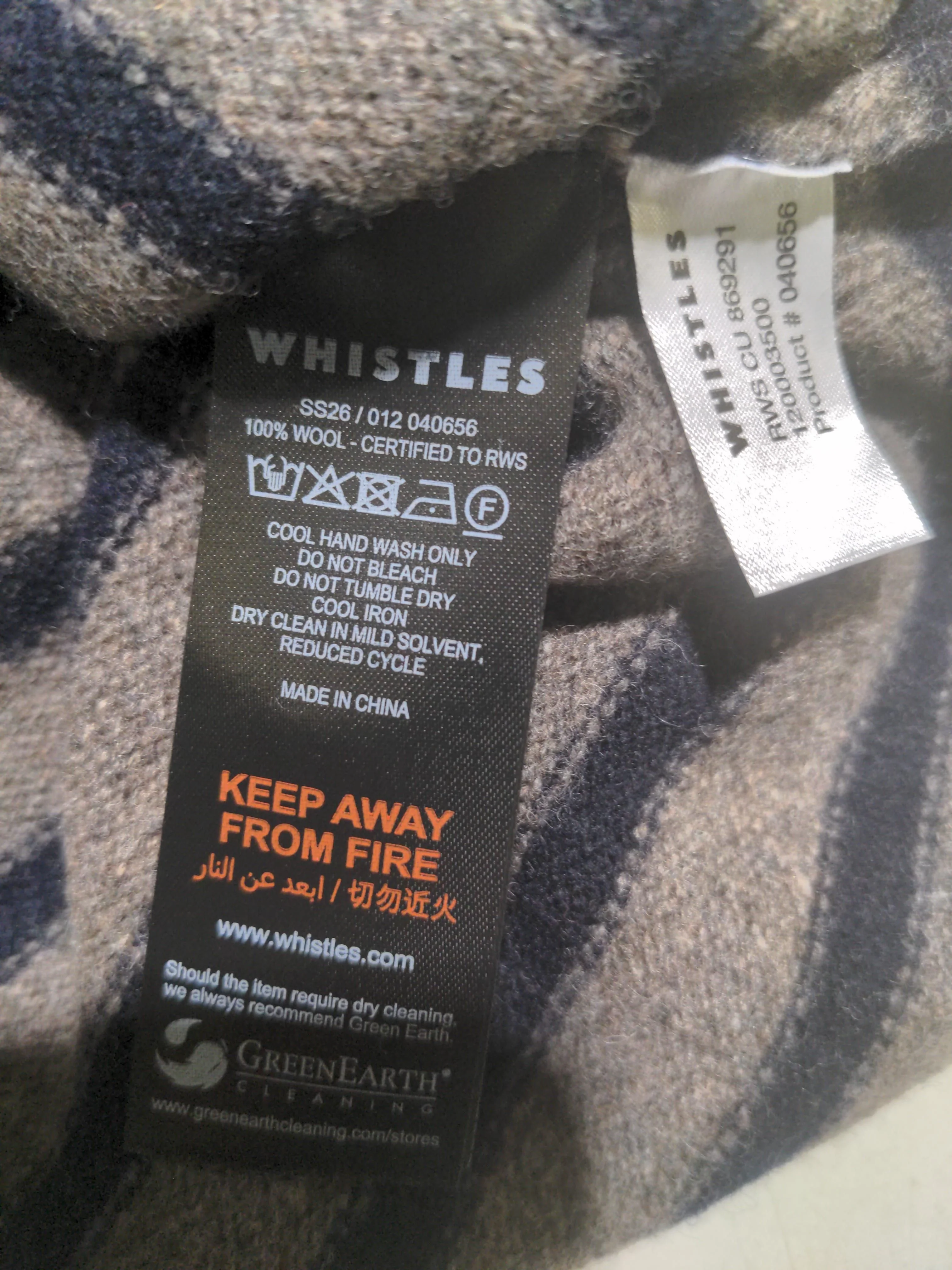 Whistles Women's Jumper XL Grey Striped 100% Wool Crew Neck Pullover - Image 6