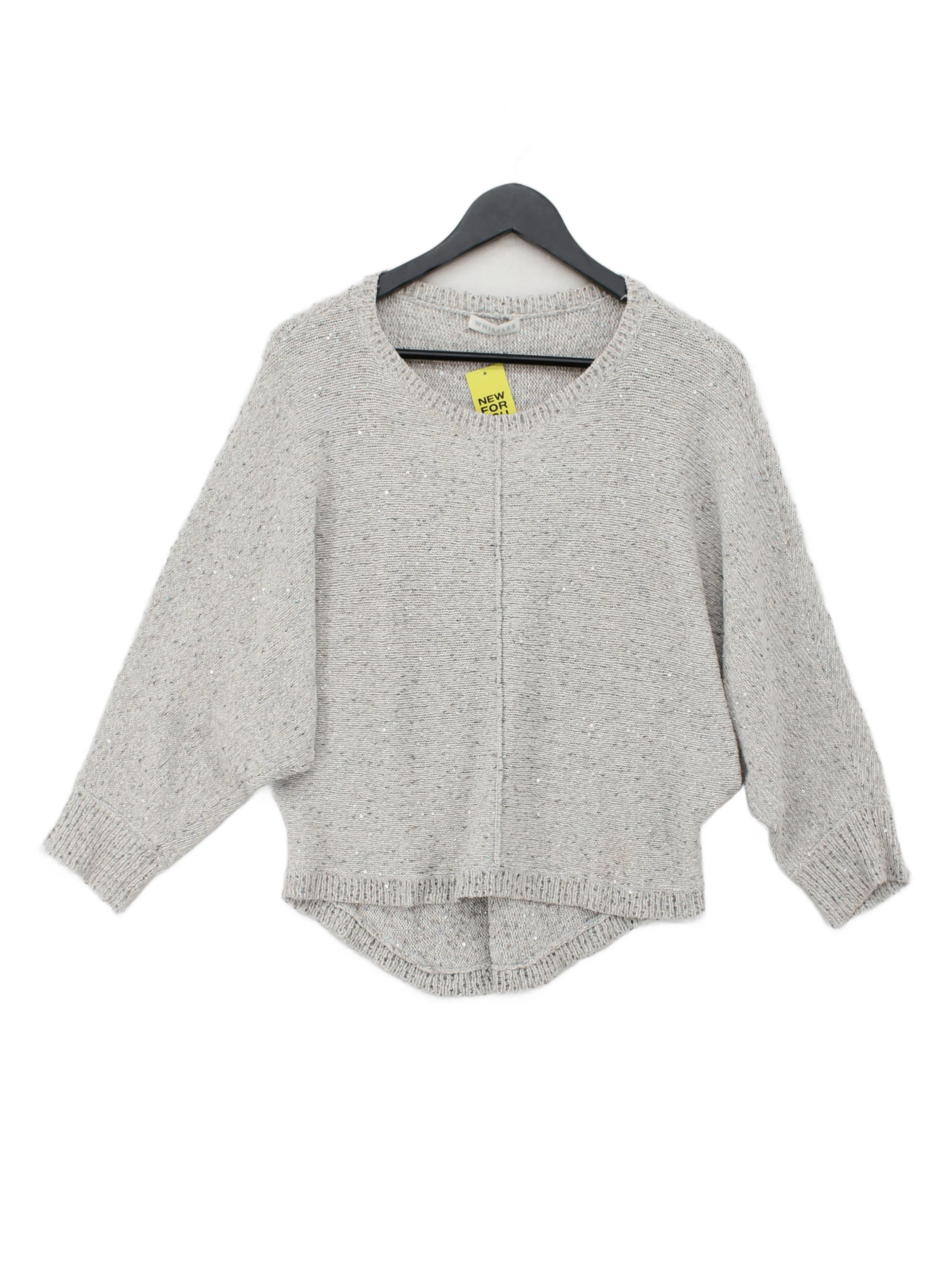 Whistles Women's Jumper XXL Grey Cotton with Silk Round Neck Pullover