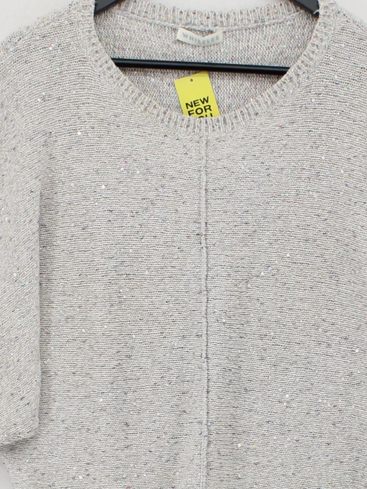 Whistles Women's Jumper XXL Grey Cotton with Silk Round Neck Pullover - Image 3