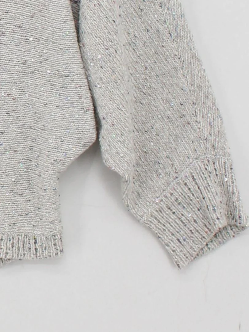 Whistles Women's Jumper XXL Grey Cotton with Silk Round Neck Pullover - Image 4