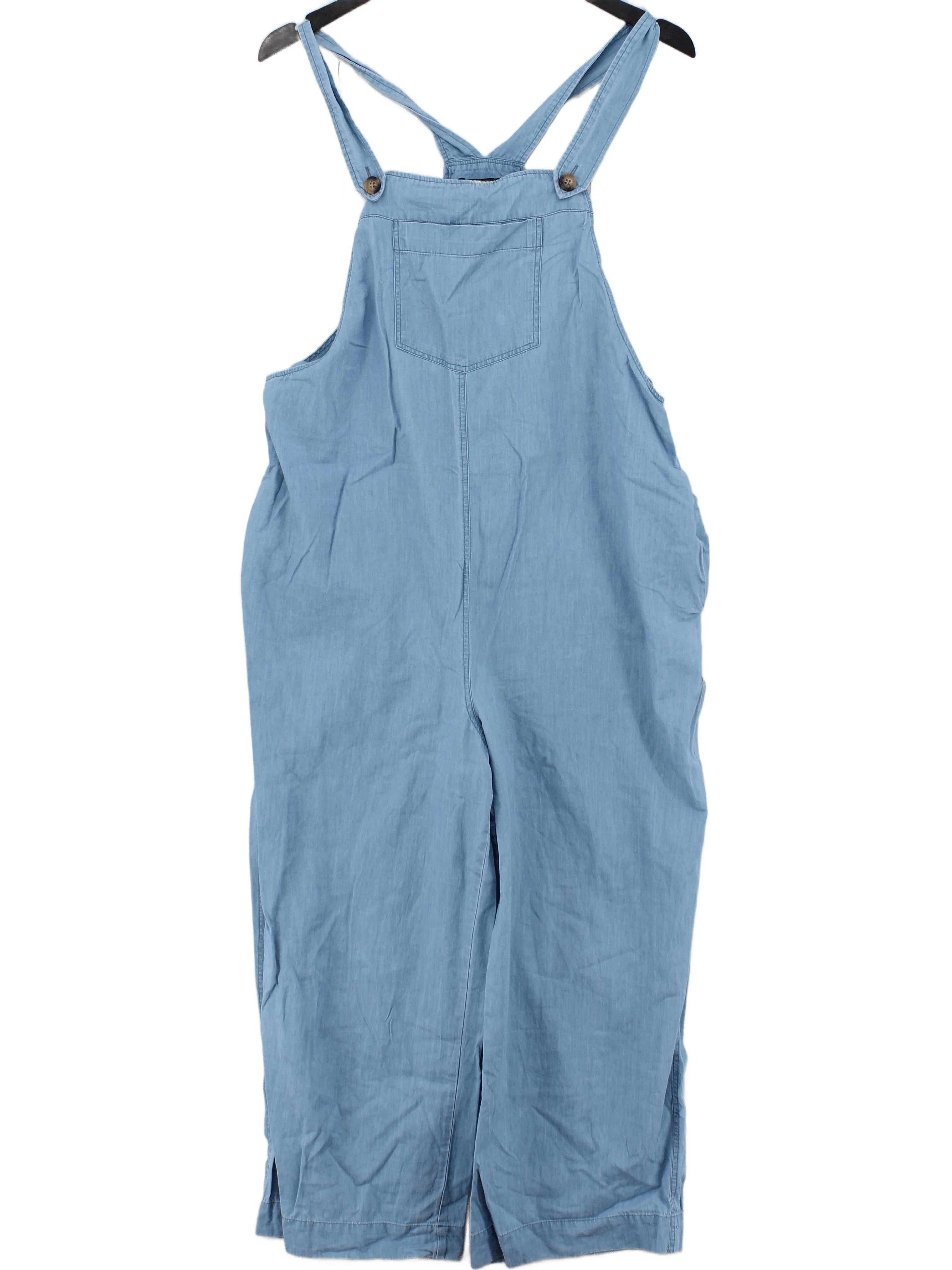 Whistles Women's Jumpsuit UK 10 Blue 100% Cotton Wide-Leg Jumpsuit