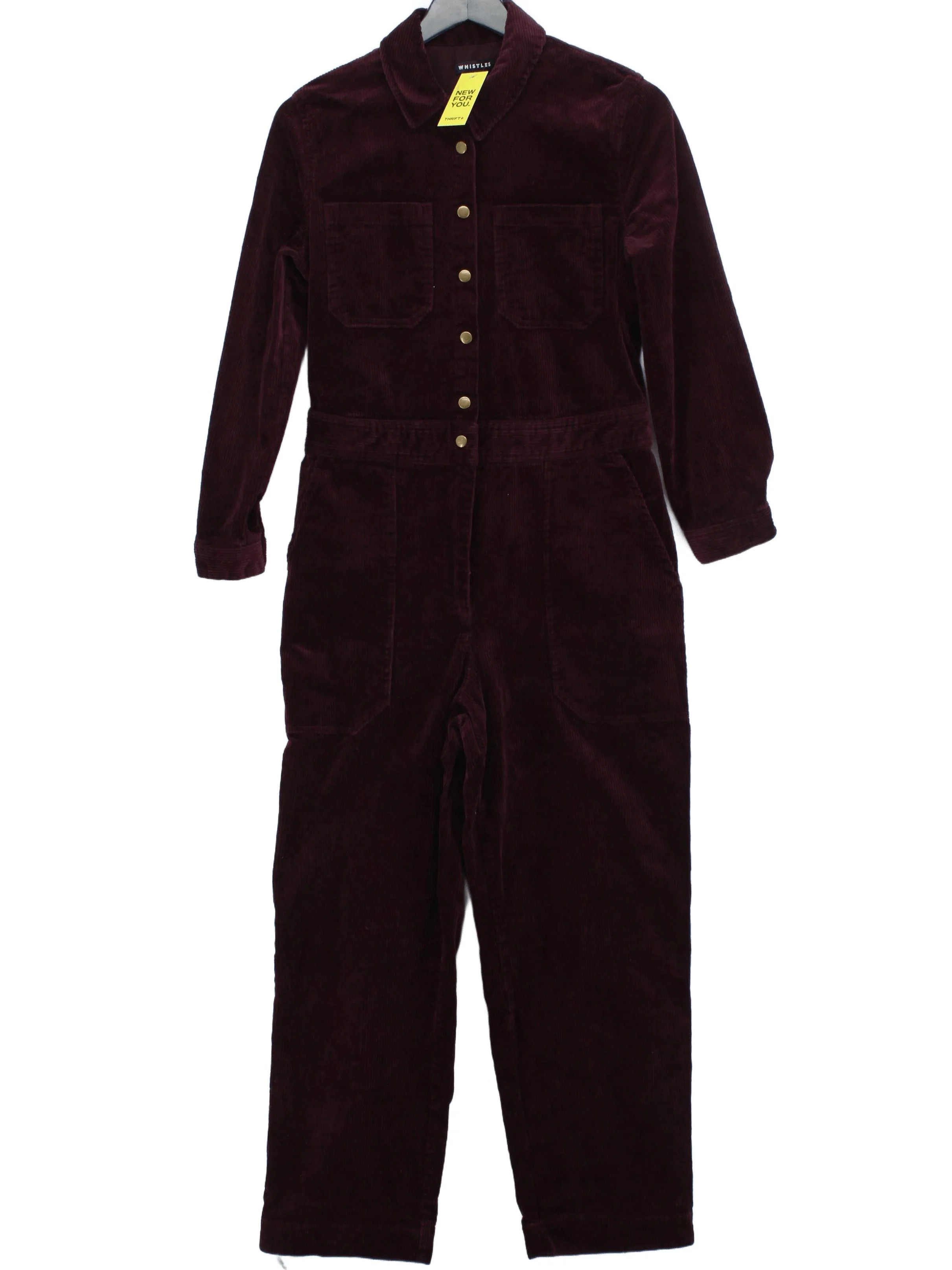 Whistles Women's Jumpsuit UK 10 Red Cotton with Elastane Straight Jumpsuit