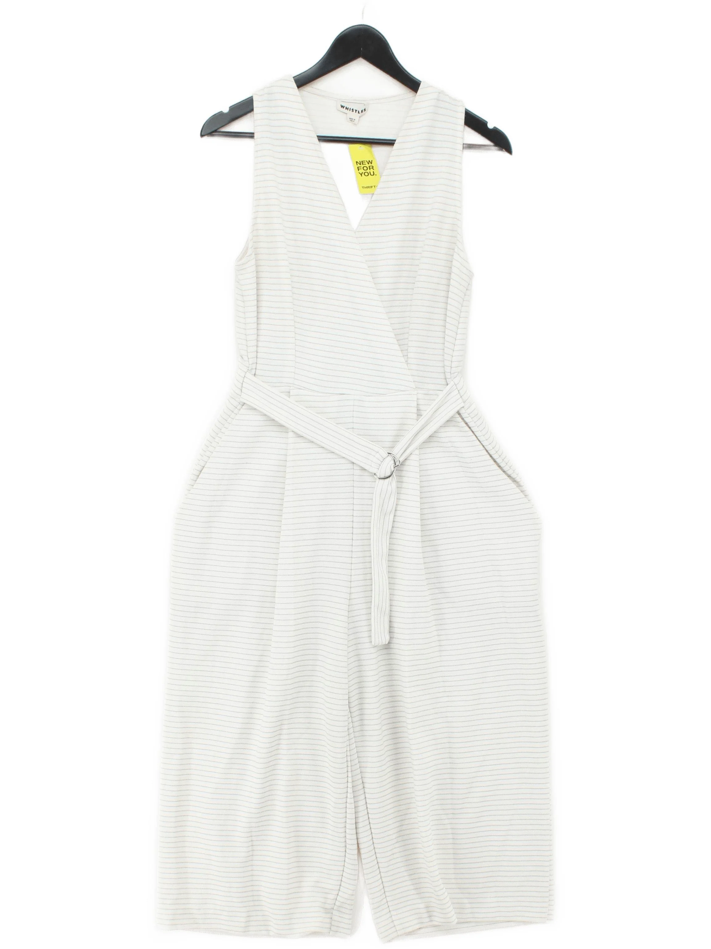 Whistles Women's Jumpsuit UK 14 White Striped 100% Other Wide-Leg Jumpsuit