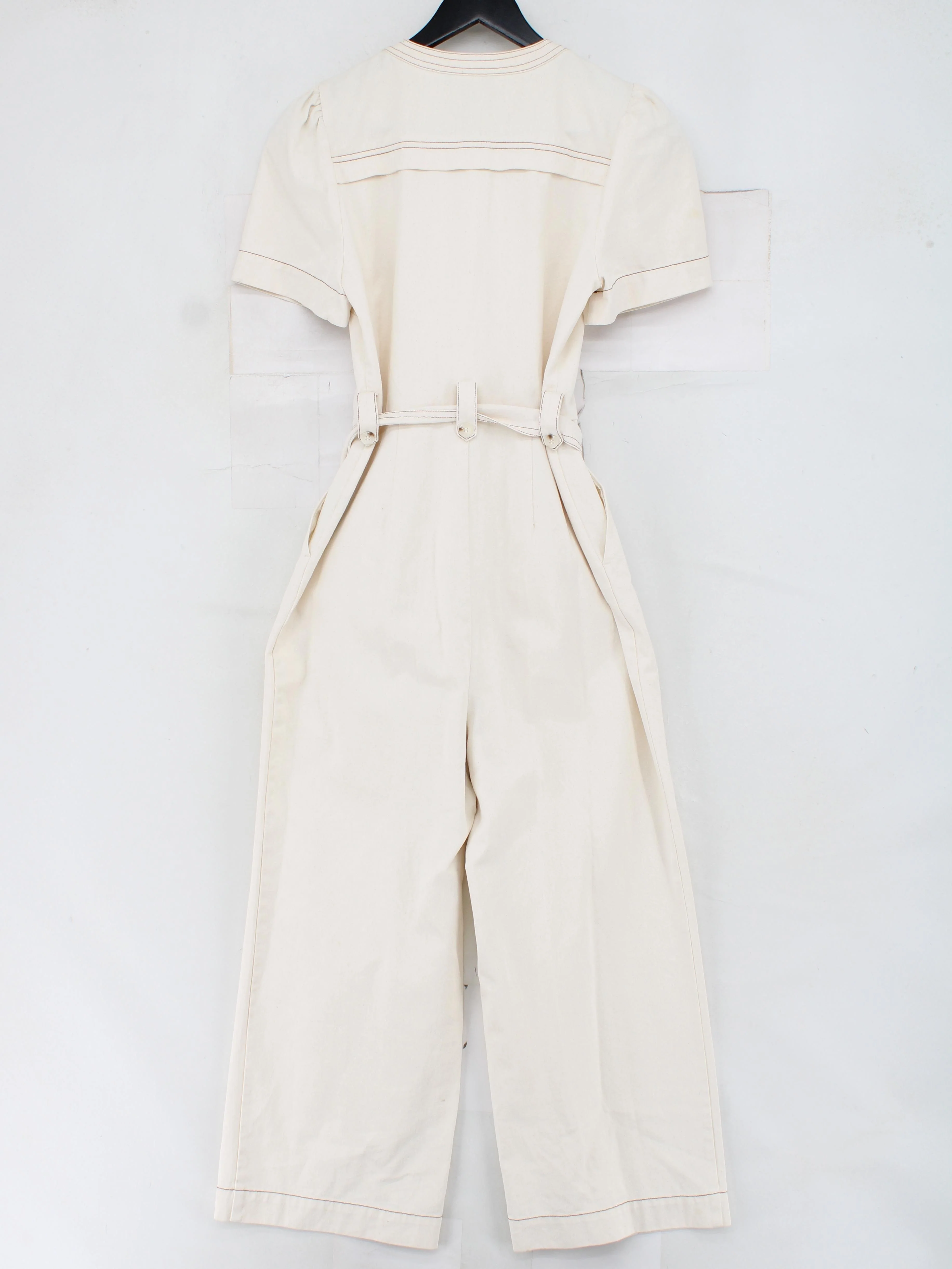Whistles Women's Jumpsuit UK 8 Cream 100% Cotton Wide-Leg Jumpsuit - Image 2
