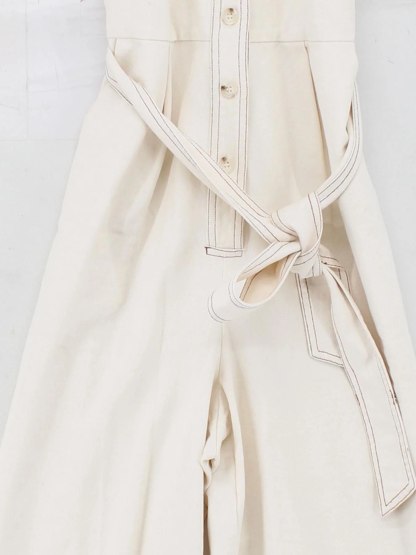 Whistles Women's Jumpsuit UK 8 Cream 100% Cotton Wide-Leg Jumpsuit - Image 3