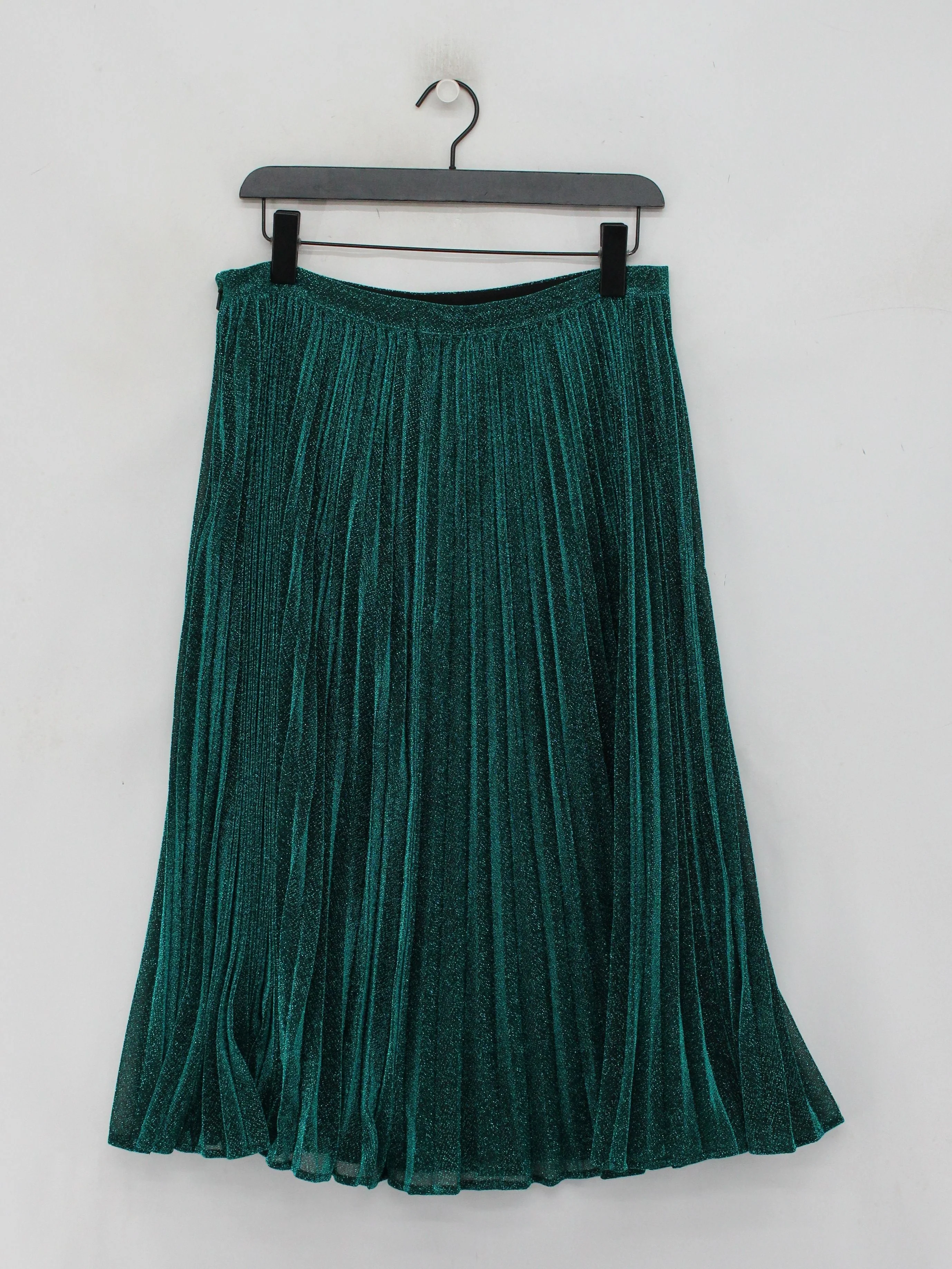 Whistles Women's Midi Skirt L Green 100% Other Midi Pleated - Image 2