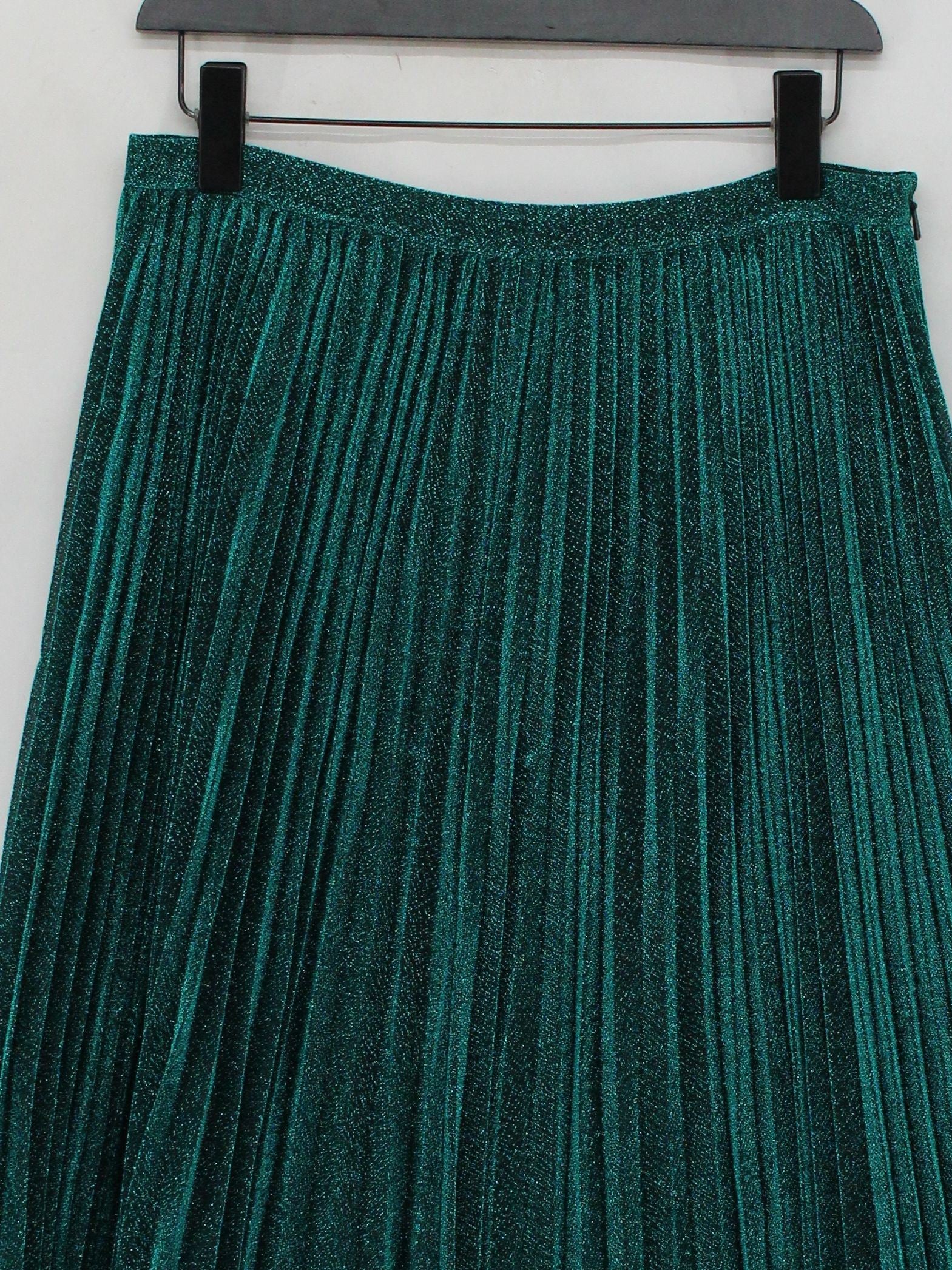Whistles Women's Midi Skirt L Green 100% Other Midi Pleated - Image 3