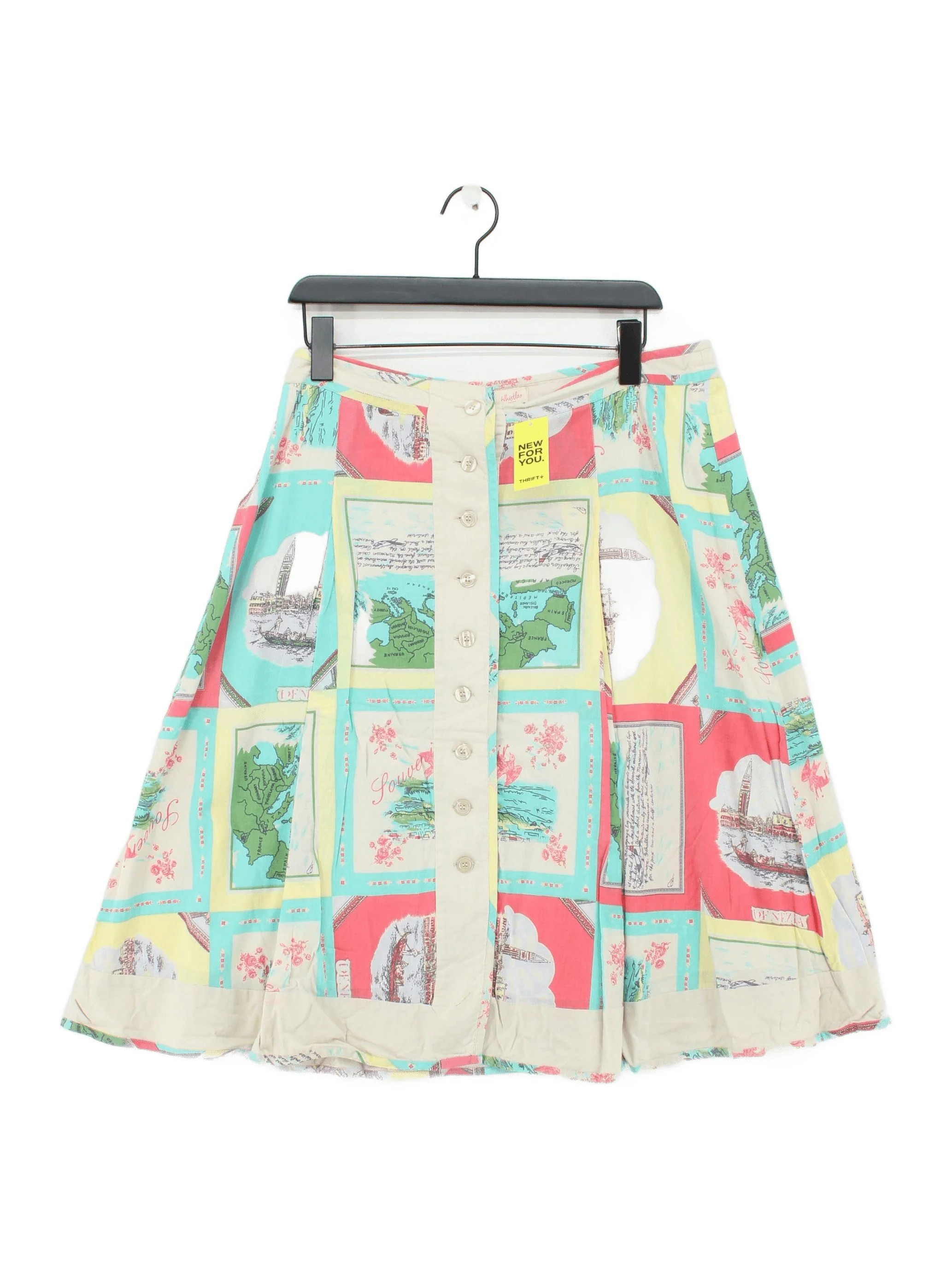Whistles Women's Midi Skirt L Multi 100% Cotton Midi A-Line
