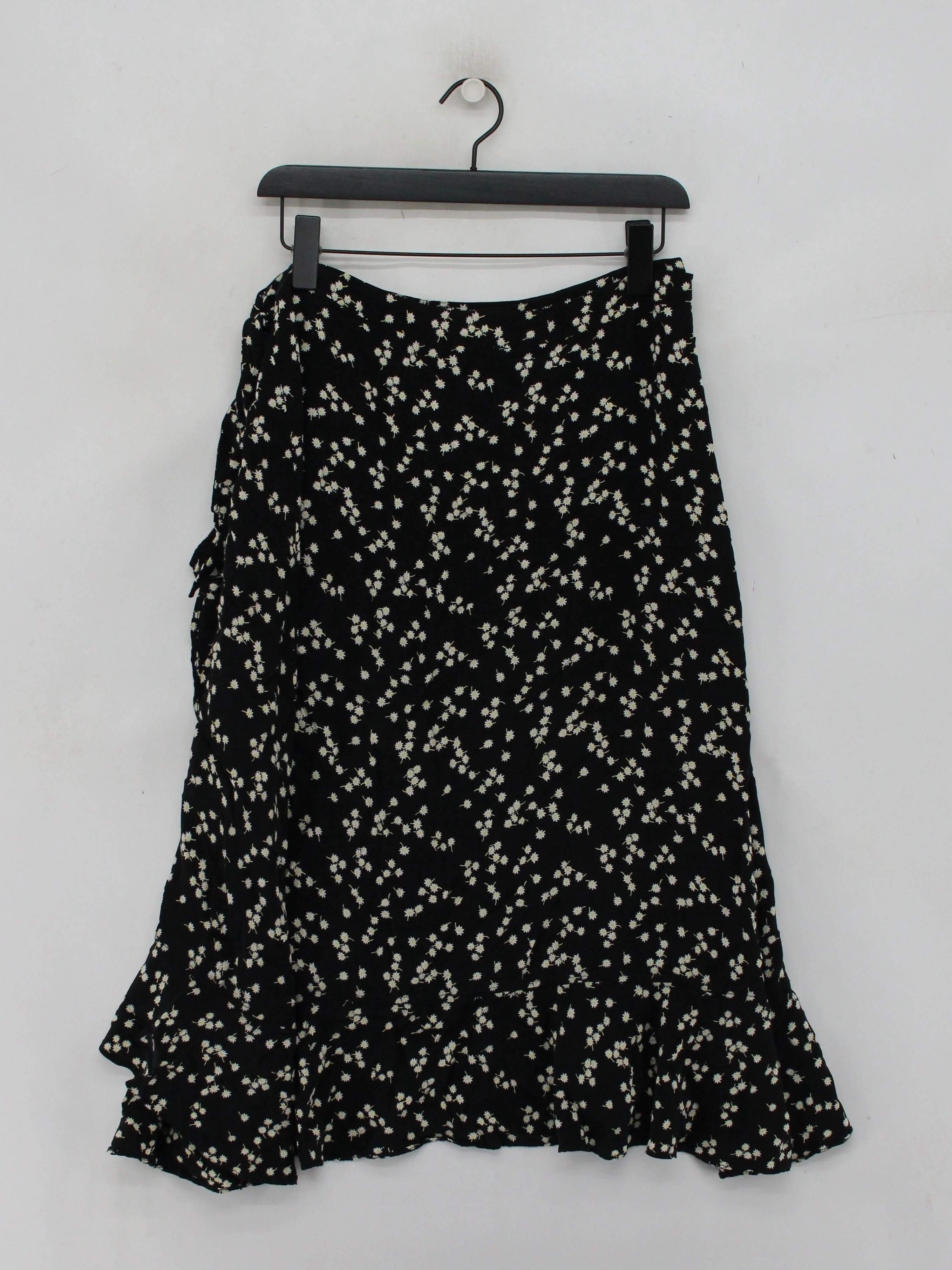 Whistles Women's Midi Skirt M Black Floral Viscose with Other Midi Wrap - Image 2