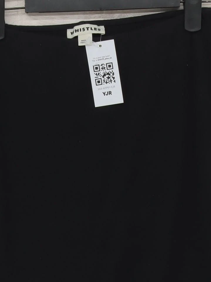 Whistles Women's Midi Skirt UK 10 Black Cotton with Elastane Straight & Pencil - Image 3