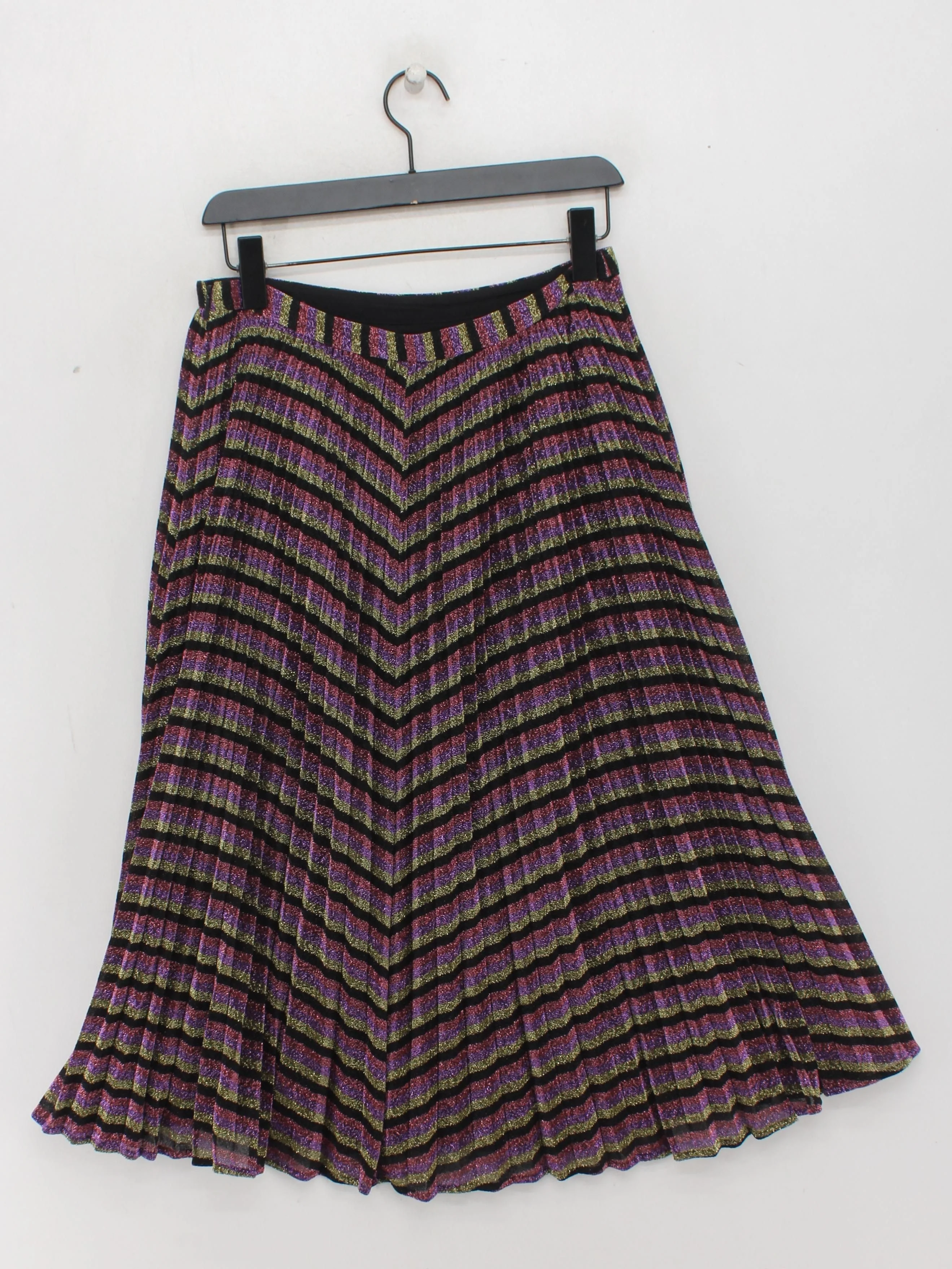 Whistles Women's Midi Skirt UK 12 Multi Polyester with Elastane Pleated - Image 2