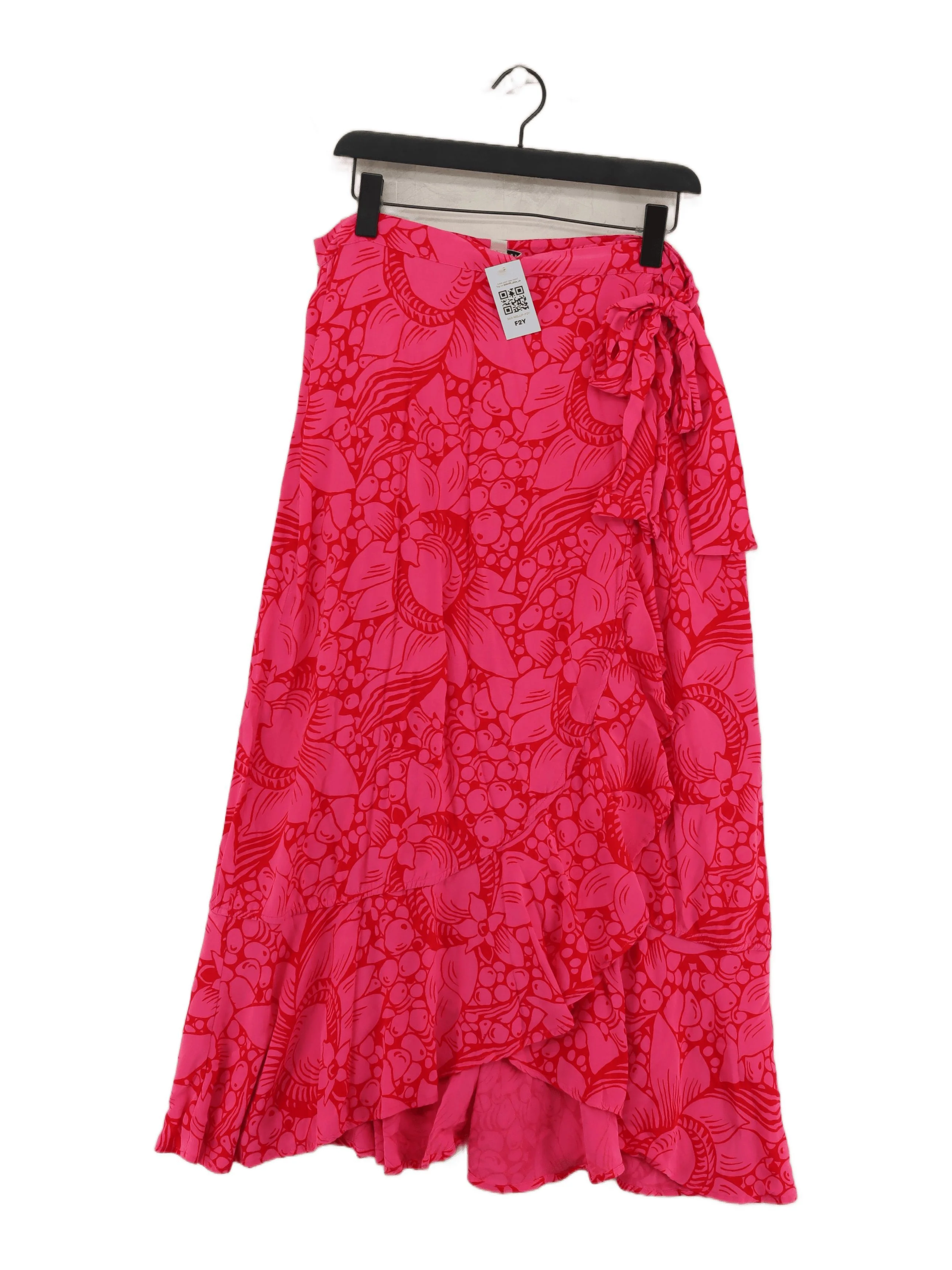Whistles Women's Midi Skirt UK 14 Pink Floral Other with Viscose Midi Wrap