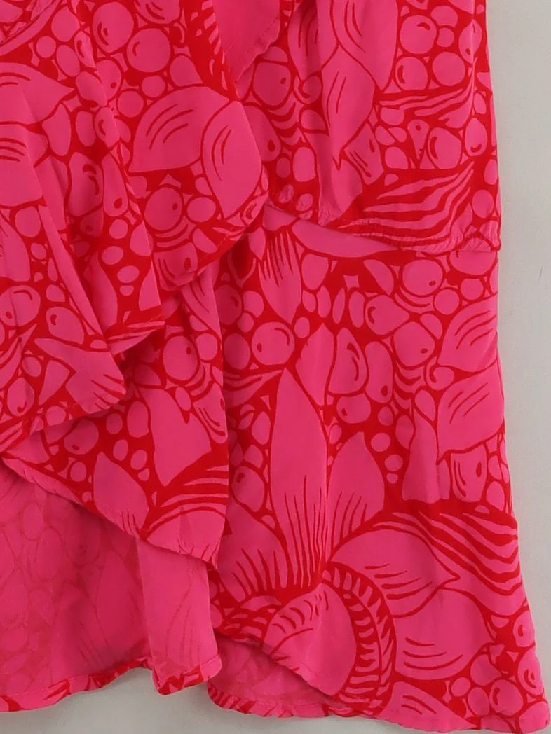 Whistles Women's Midi Skirt UK 14 Pink Floral Other with Viscose Midi Wrap - Image 4