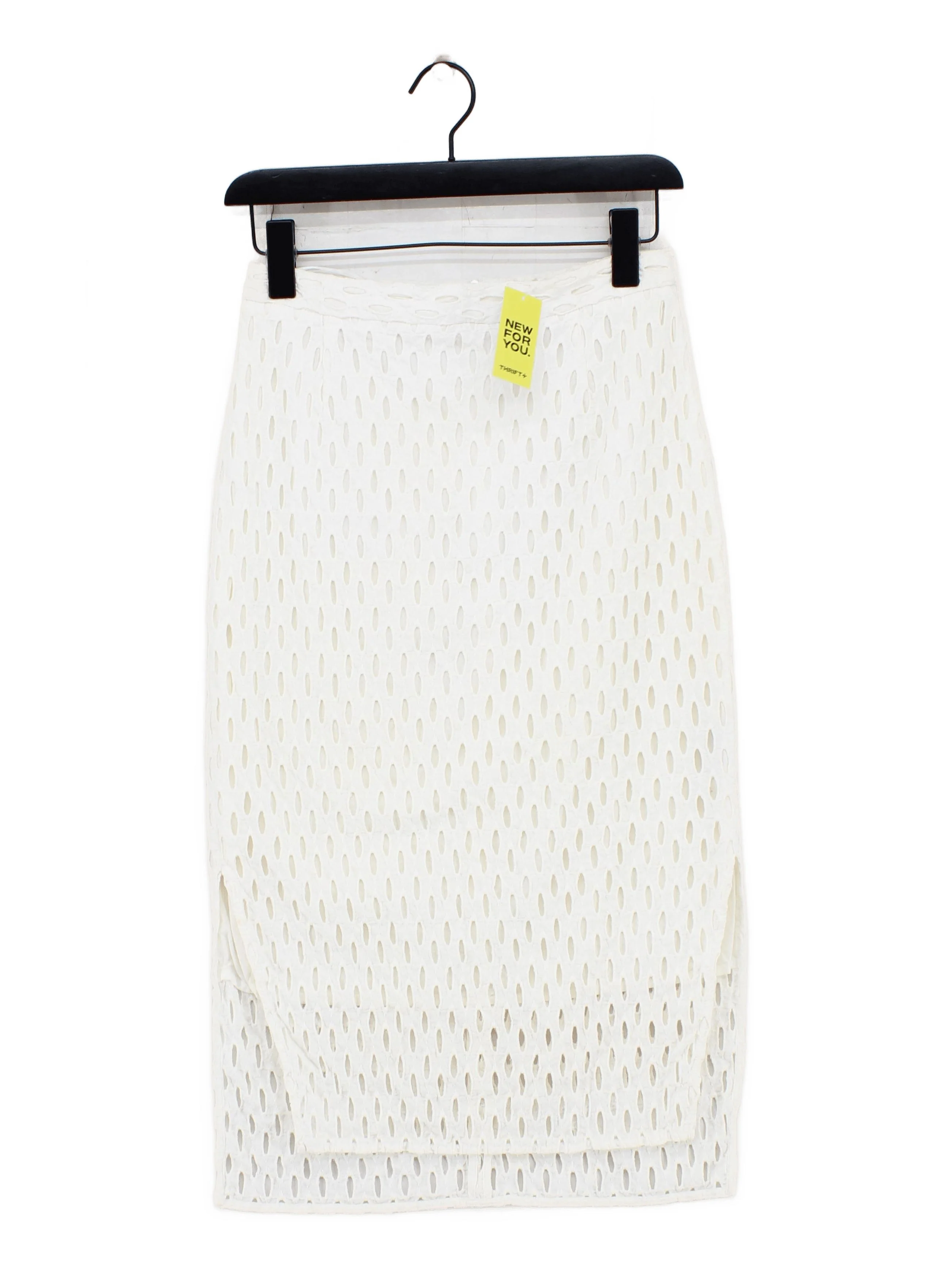 Whistles Women's Midi Skirt UK 2 White 100% Cotton Midi Straight & Pencil
