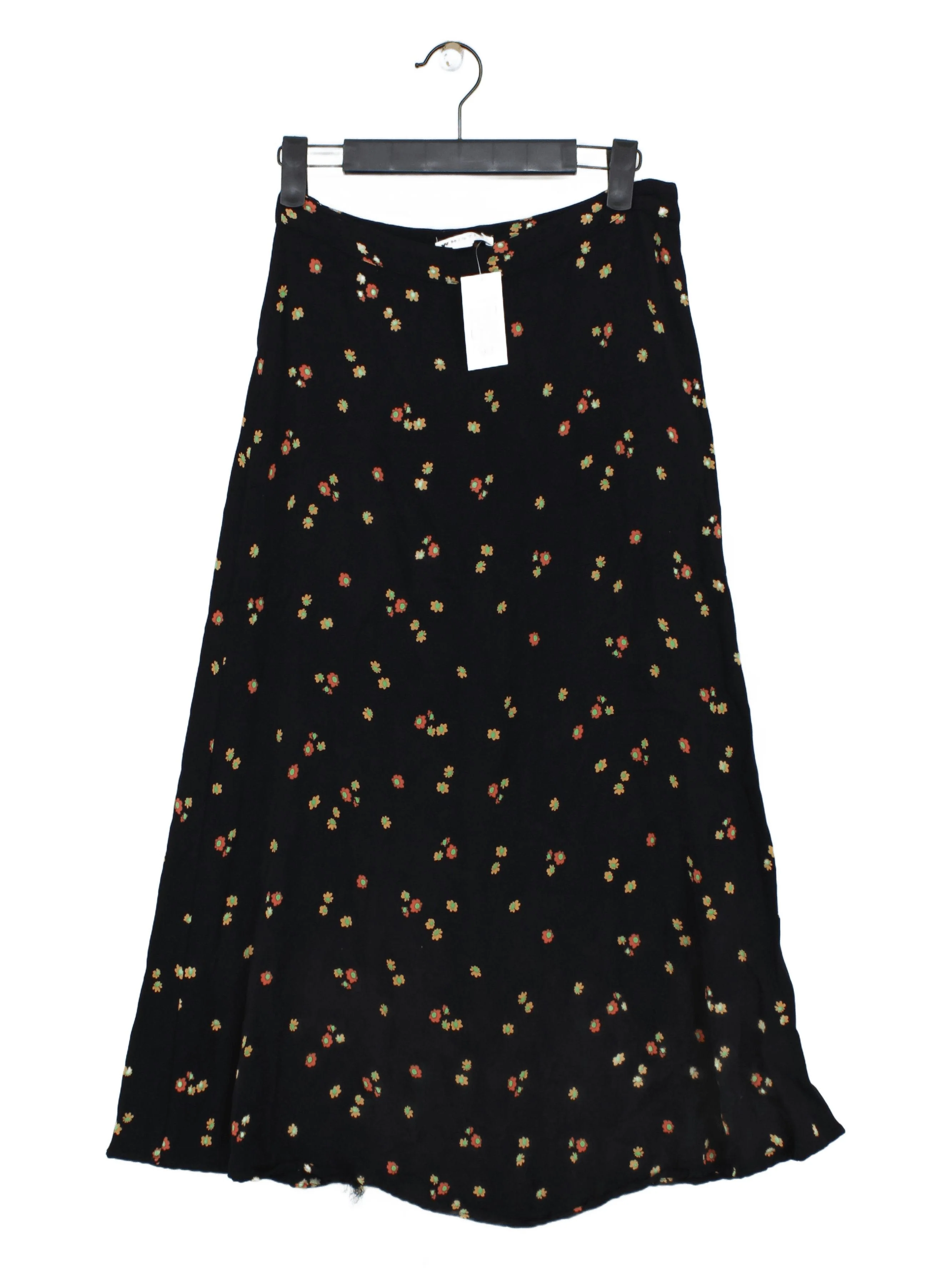 Whistles Women's Midi Skirt UK 6 Black Floral 100% Viscose Midi A-Line