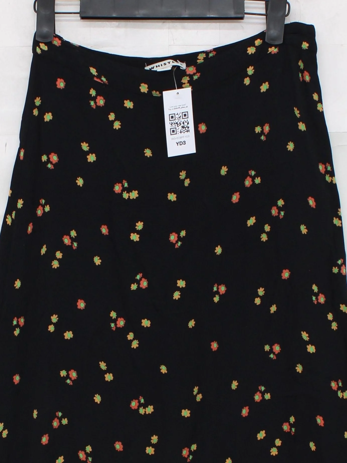 Whistles Women's Midi Skirt UK 6 Black Floral 100% Viscose Midi A-Line - Image 3