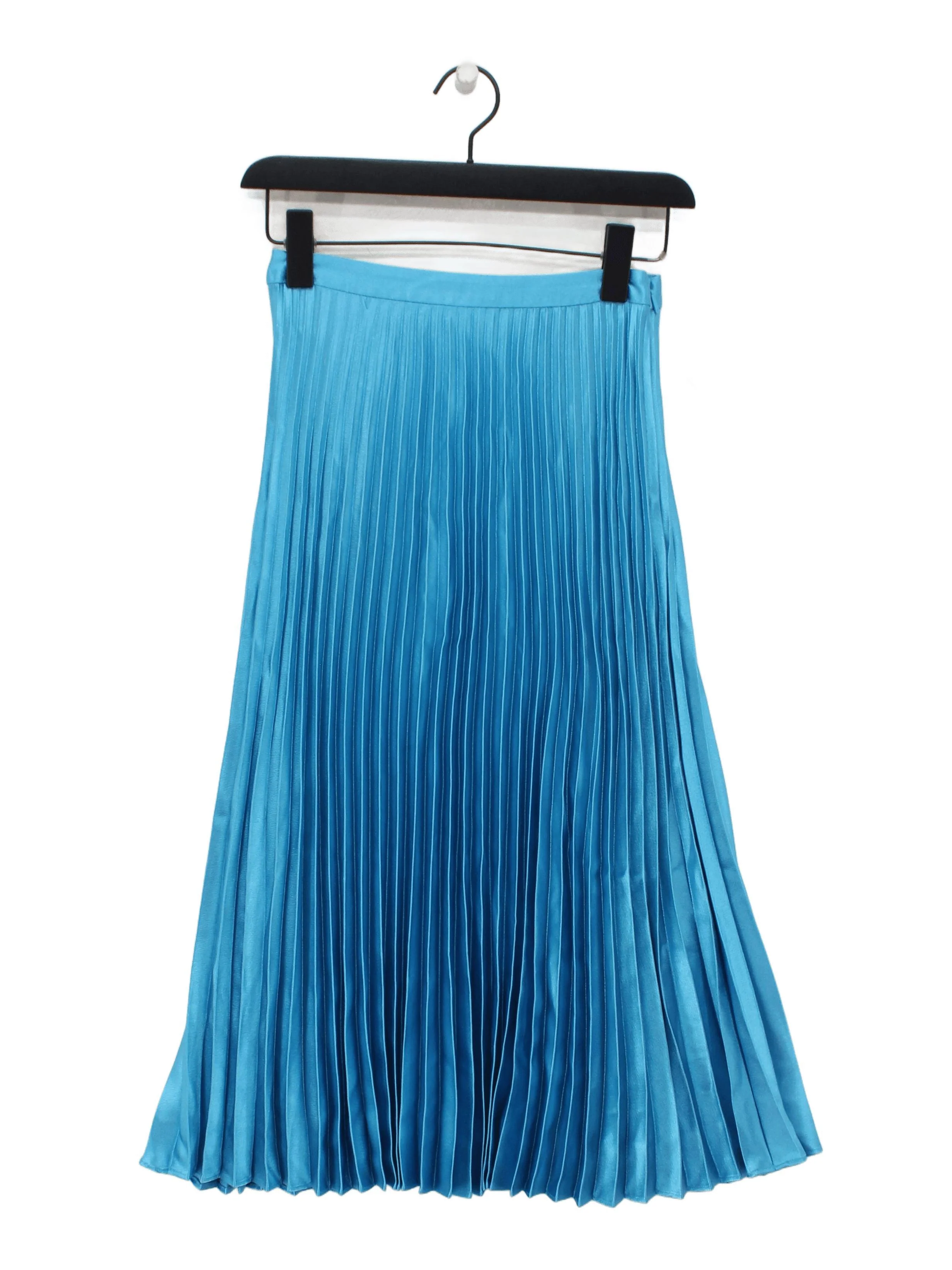 Whistles Women's Midi Skirt UK 6 Blue 100% Polyester Midi Pleated