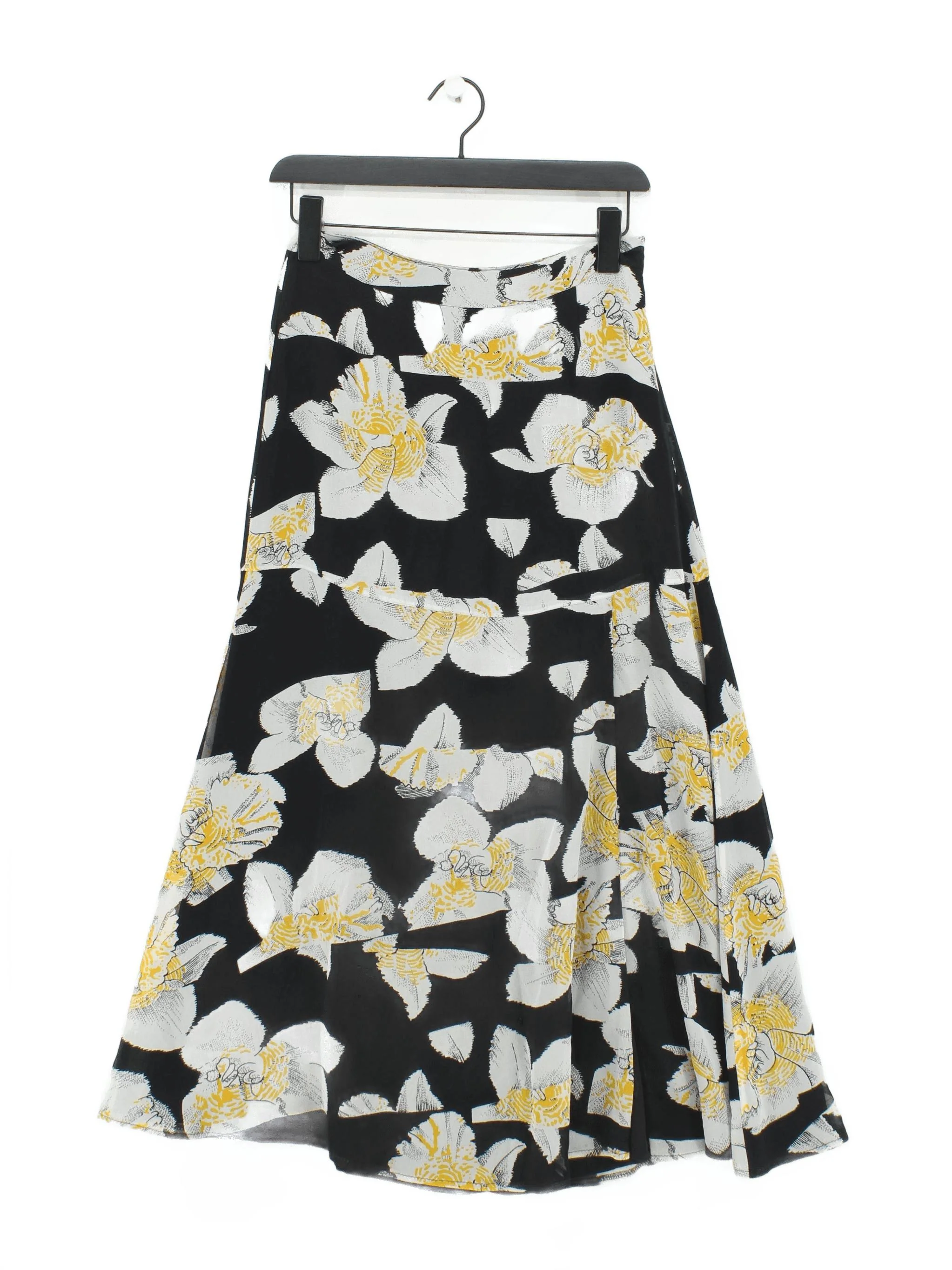 Whistles Women's Midi Skirt UK 8 Black Floral 100% Viscose Midi A-Line