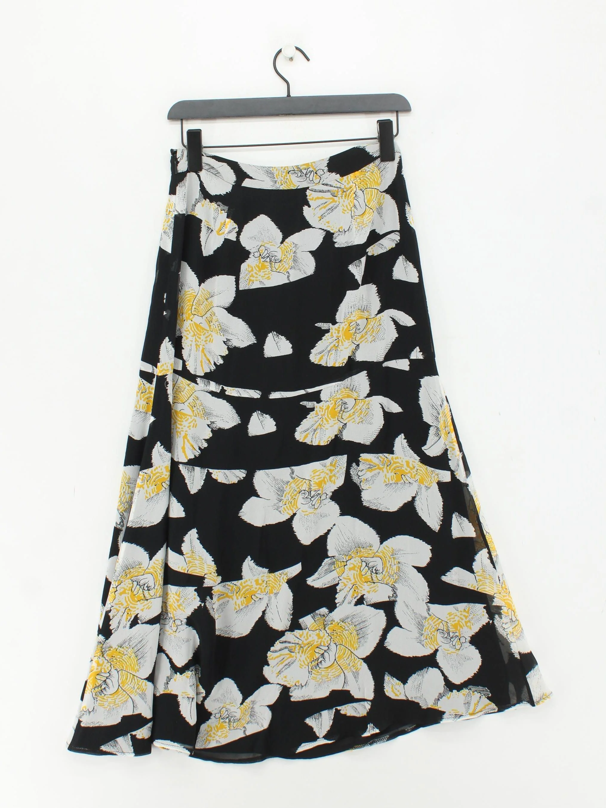 Whistles Women's Midi Skirt UK 8 Black Floral 100% Viscose Midi A-Line - Image 2