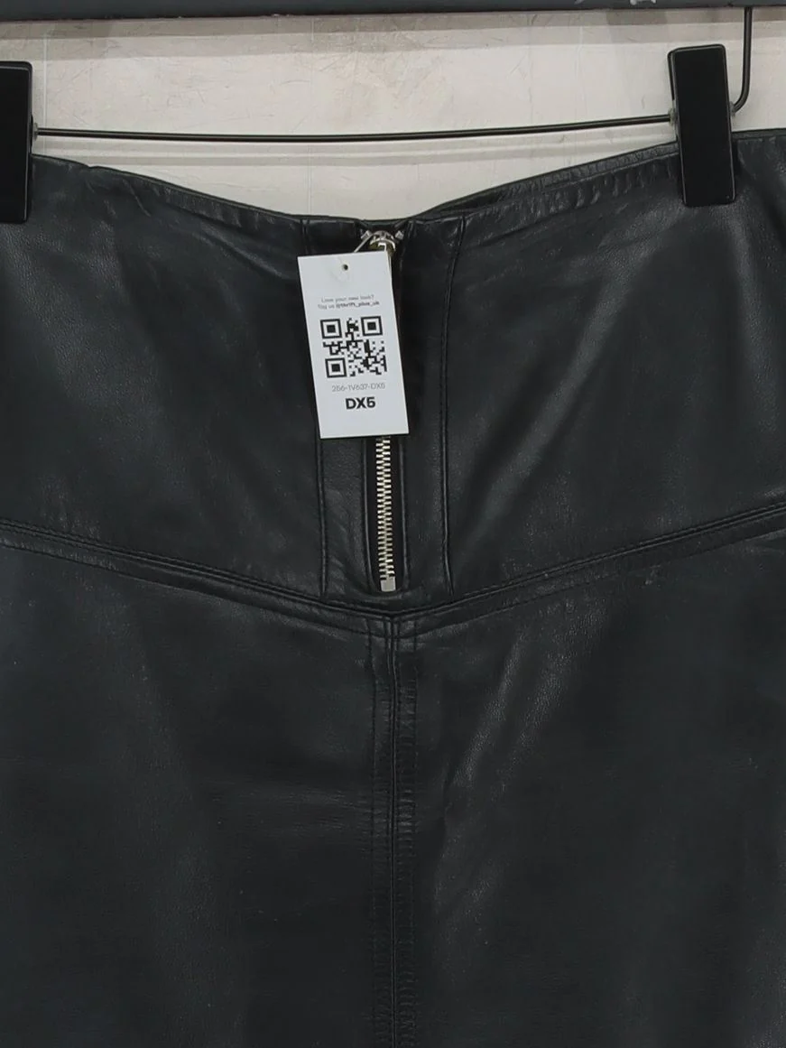 Whistles Women's Mini Skirt UK 16 Black Leather with Polyester Short Mini - Image 3