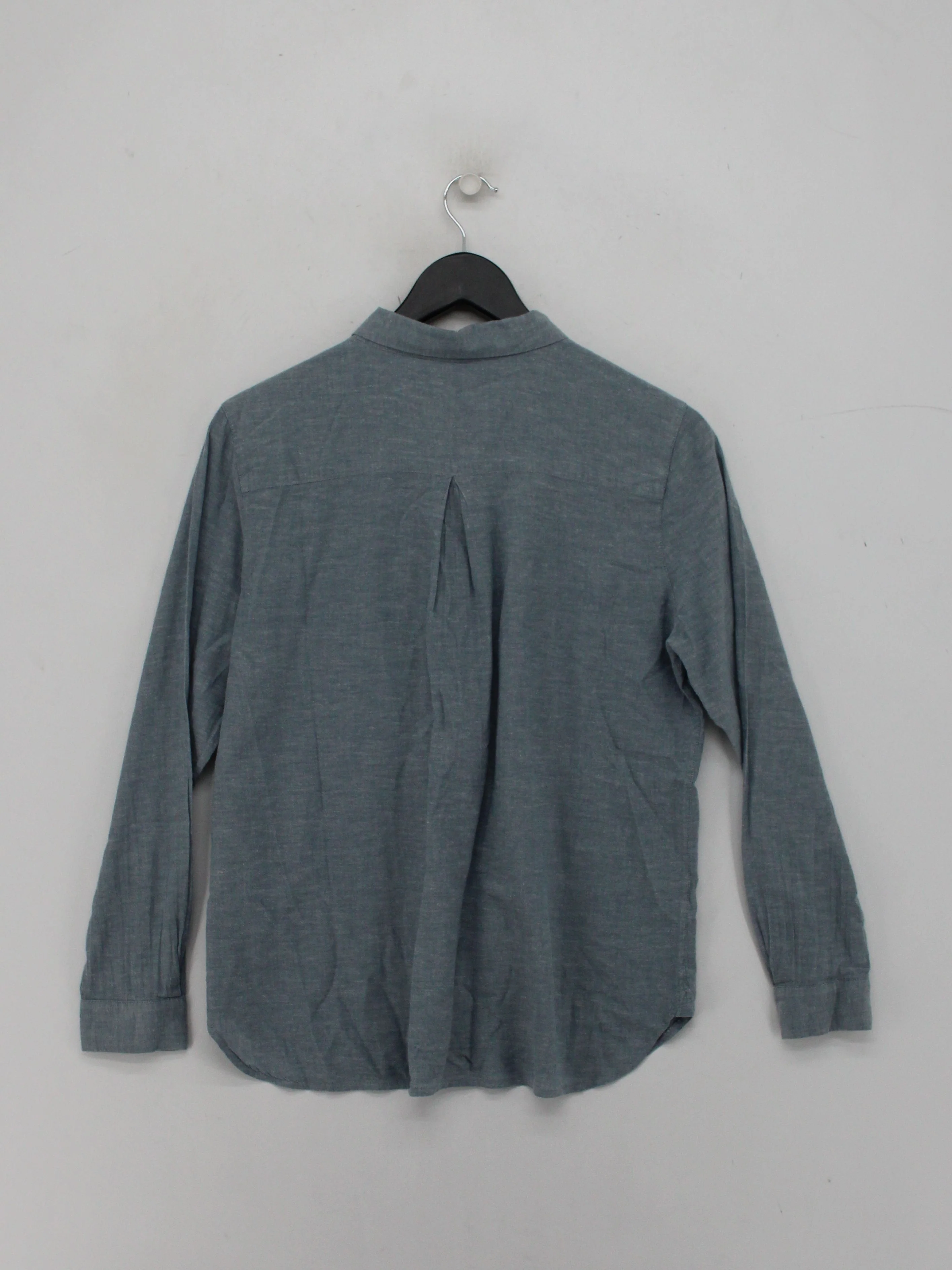 Whistles Women's Shirt M Blue Cotton with Linen Long Sleeve Collared Basic - Image 2