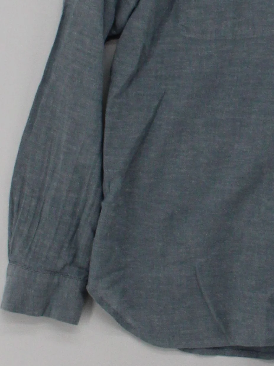 Whistles Women's Shirt M Blue Cotton with Linen Long Sleeve Collared Basic - Image 4