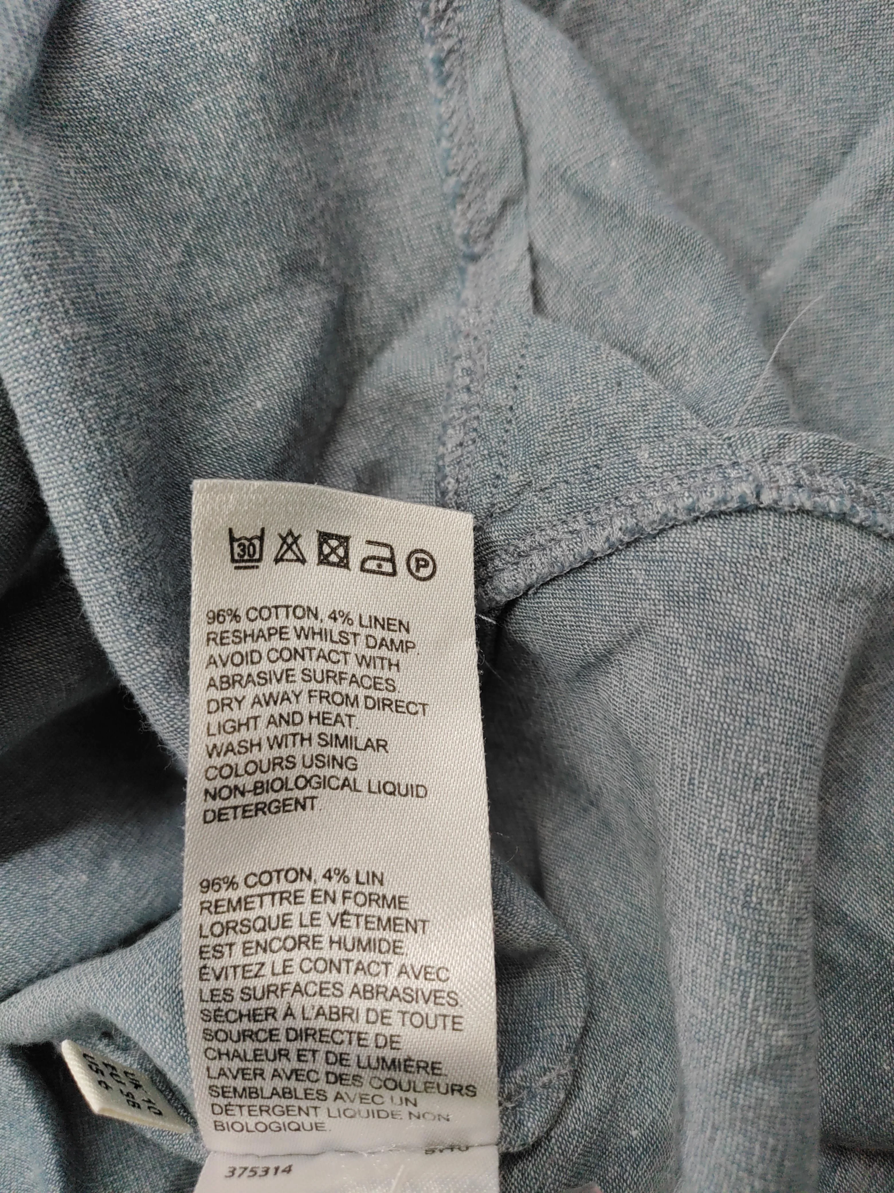 Whistles Women's Shirt M Blue Cotton with Linen Long Sleeve Collared Basic - Image 6