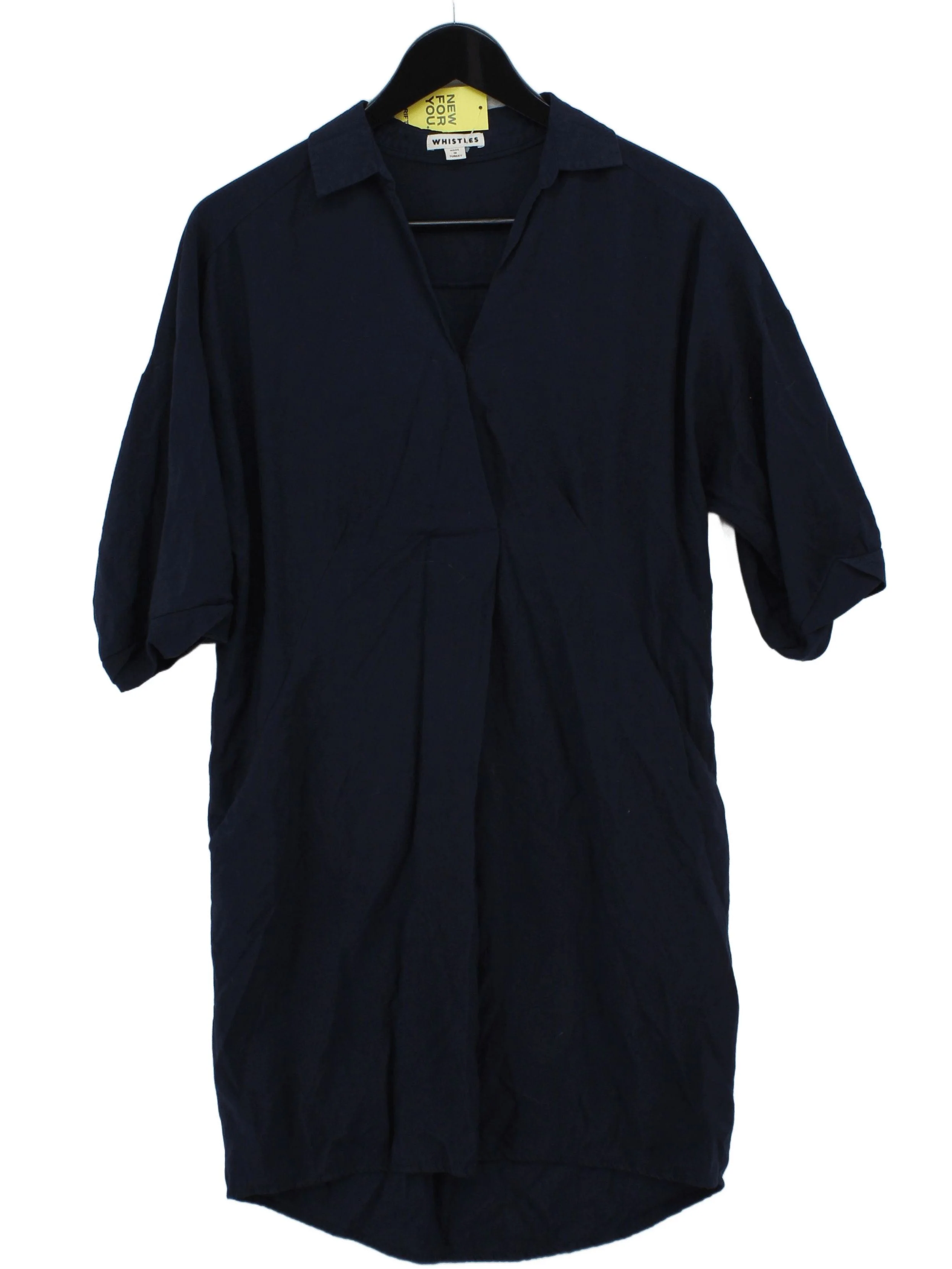 Whistles Women's Shirt M Blue Viscose with Polyamide Short Sleeve Collared Basic