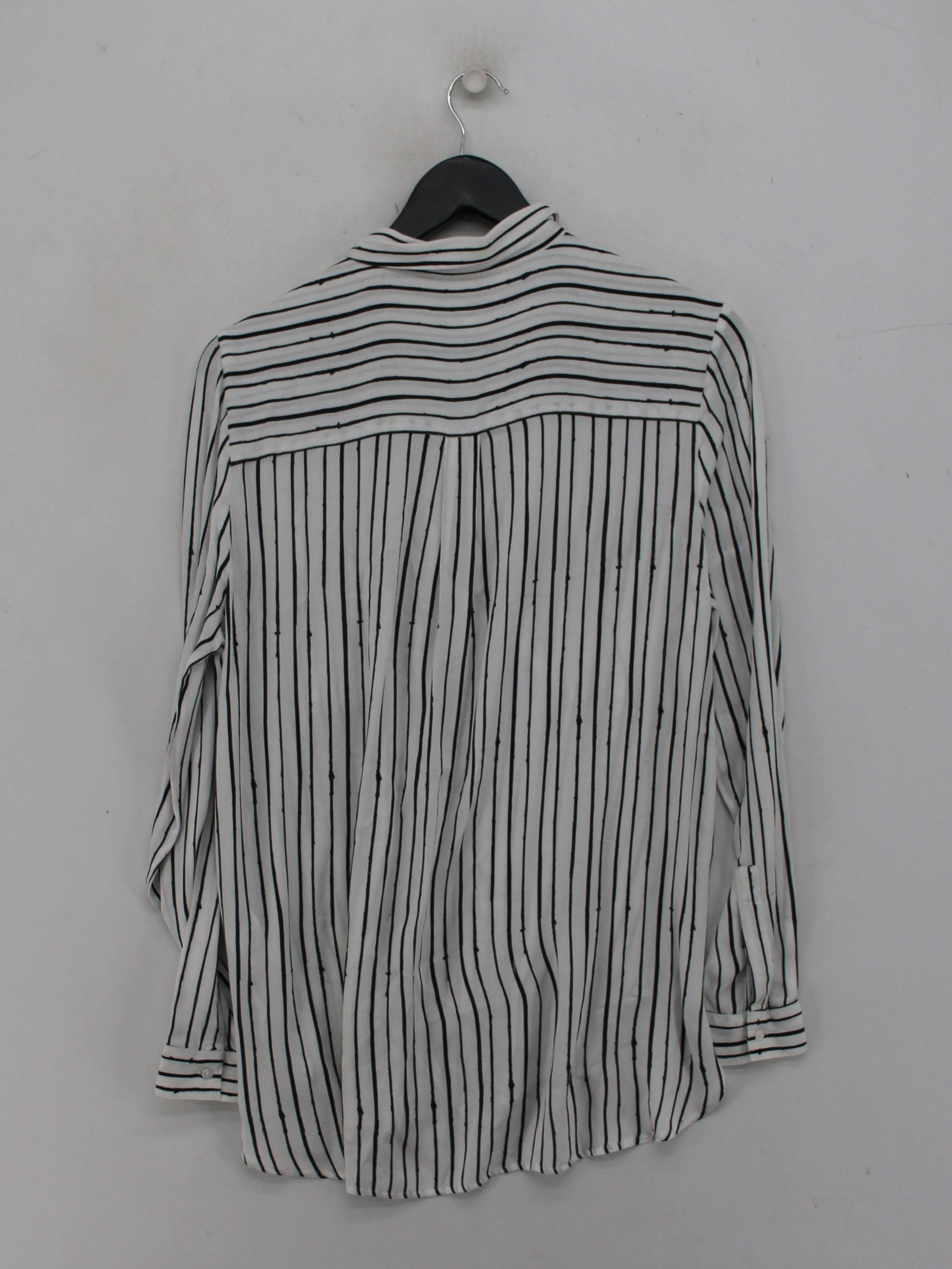 Whistles Women's Shirt M White Striped 100% Viscose Long Sleeve Collared Basic - Image 2