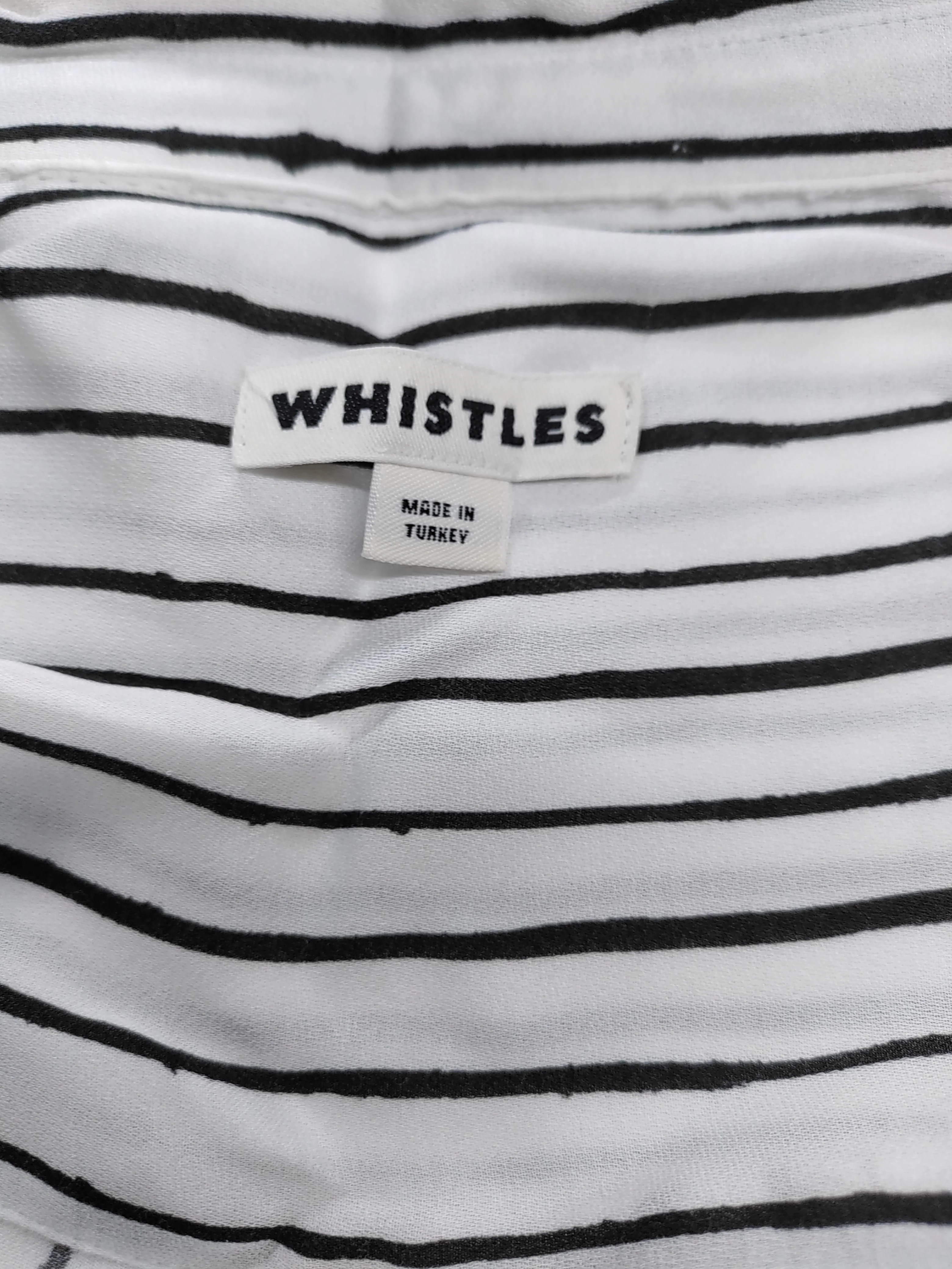 Whistles Women's Shirt M White Striped 100% Viscose Long Sleeve Collared Basic - Image 5